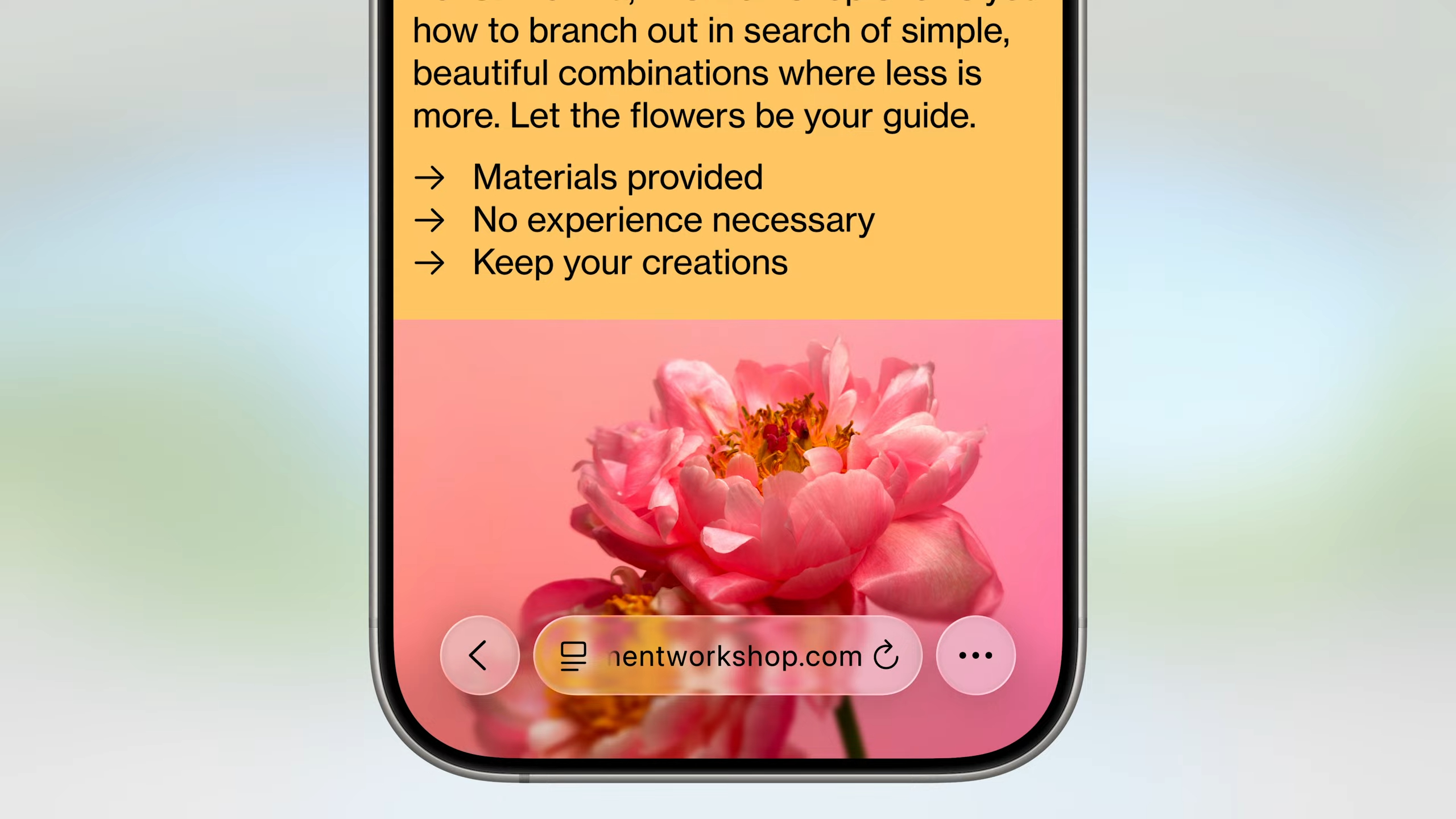 Picture describes the address bar of Safari featuring a liquid glass design
