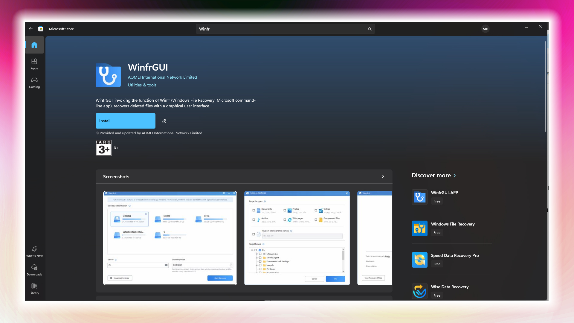 WinFRGUI - Free SSD Data Recovery