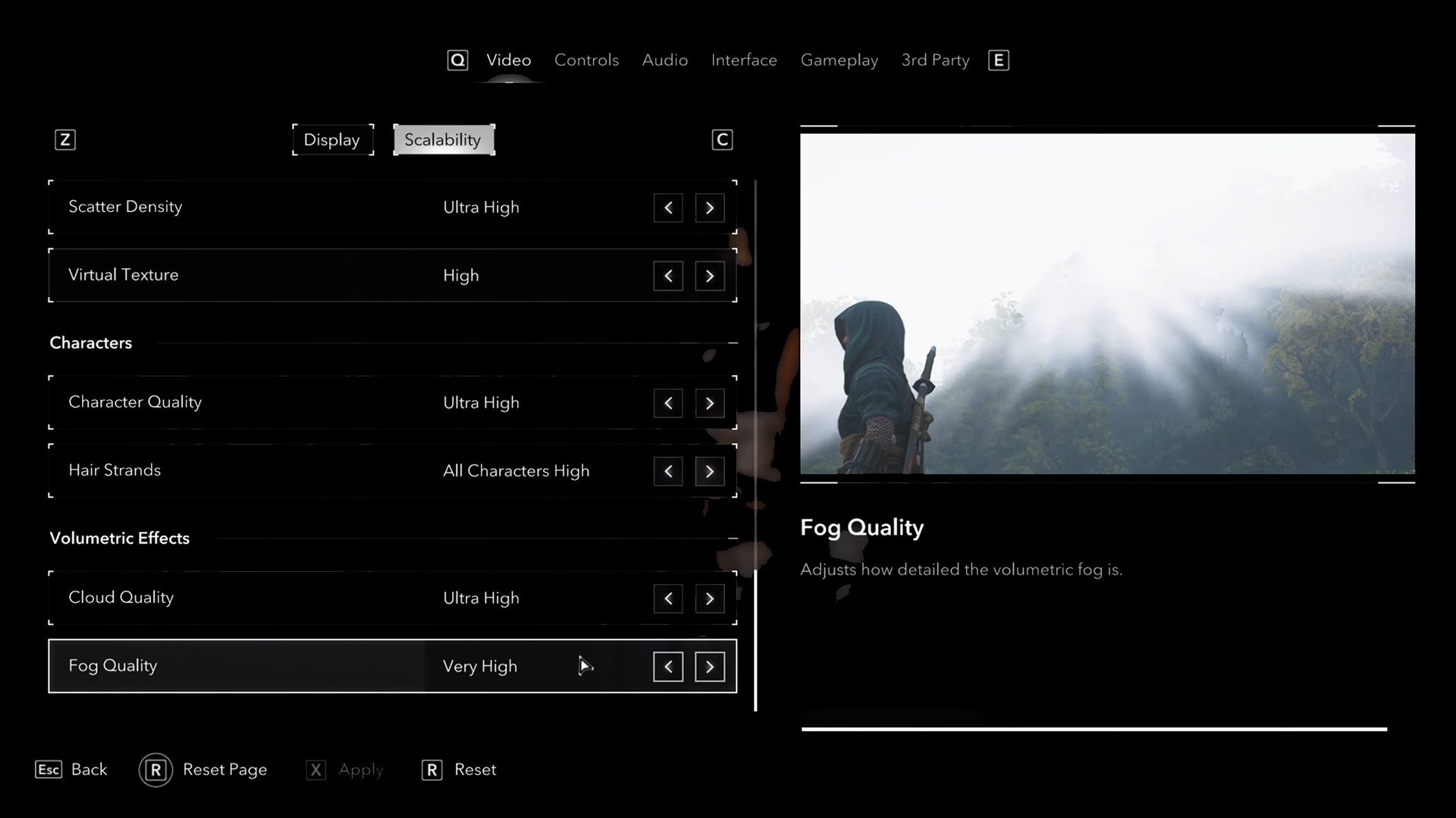 Ac shadow settings page