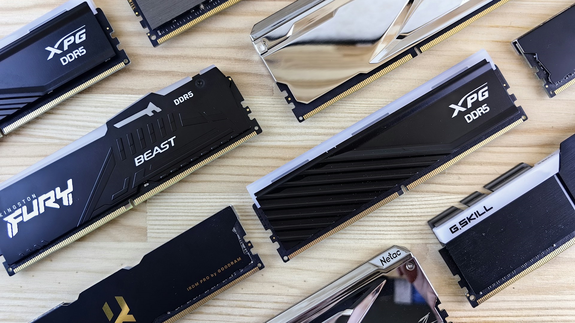 Picture of a bunch of DDR5 RAM kits
