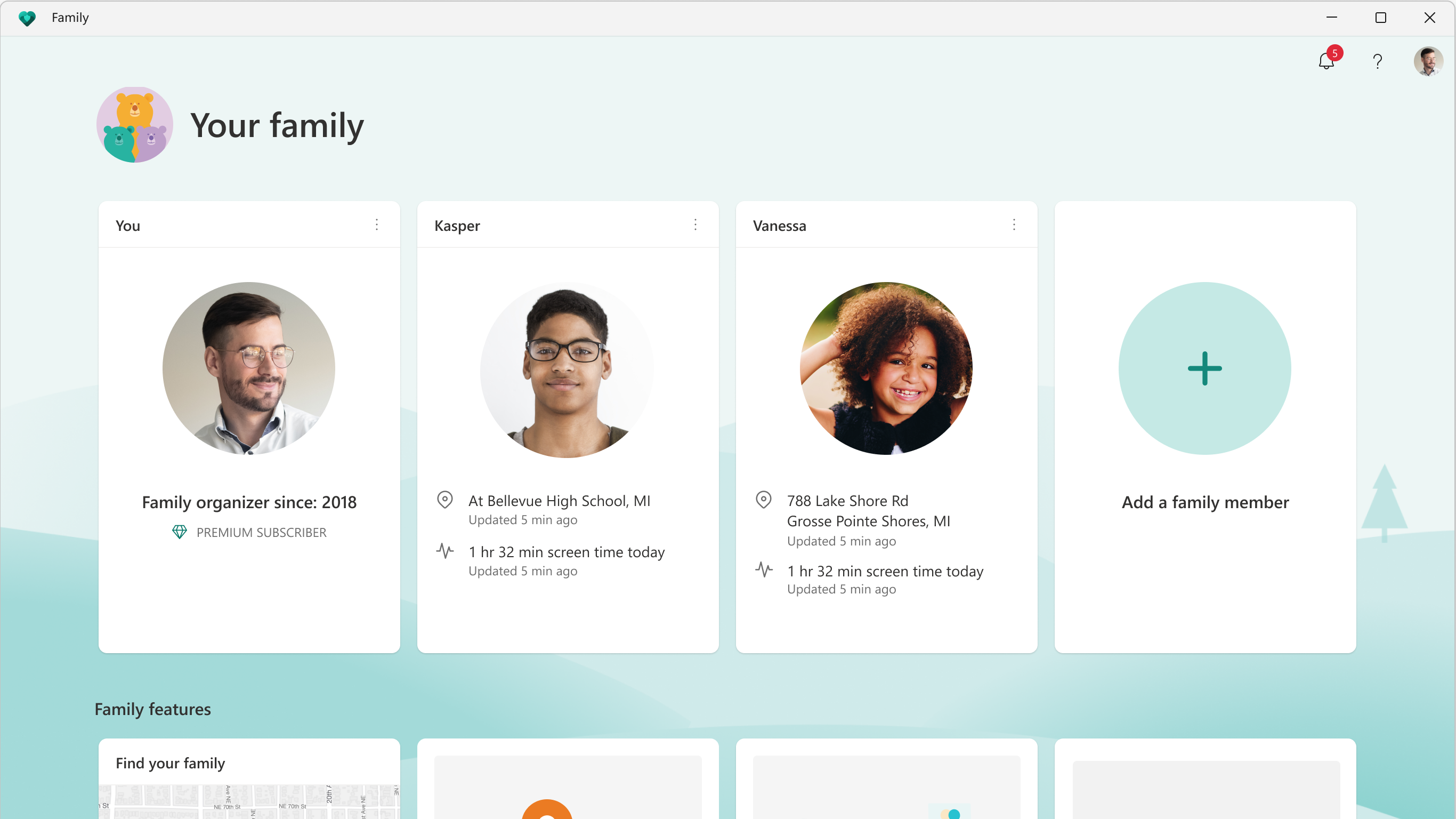 Picture of Microsoft Family Safety app on Windows 11