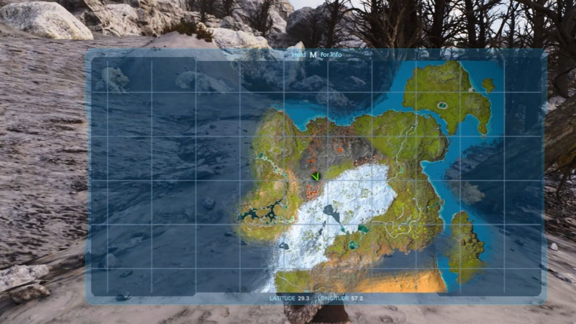 Head to these coordinates (Source: Studio Wildcard, @HeRo2u2/YouTube)