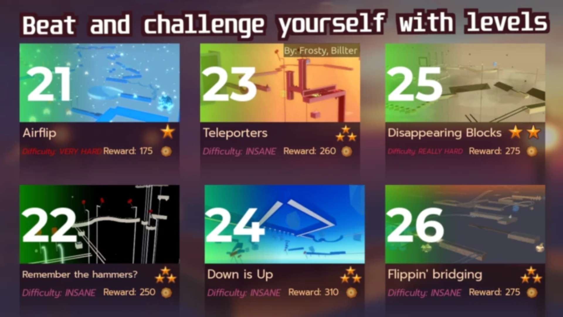 The more you clear levels, the more levels you will unlock (Image via Balance Team | Roblox)