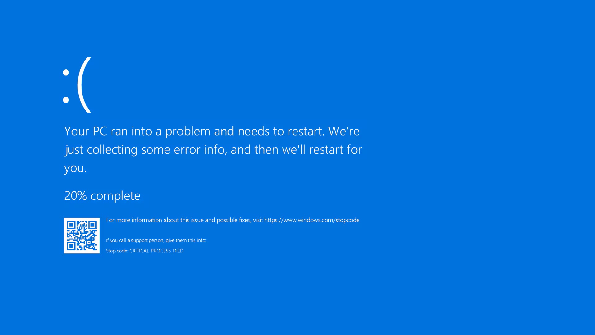 Picture of the Bluescreen of Death error