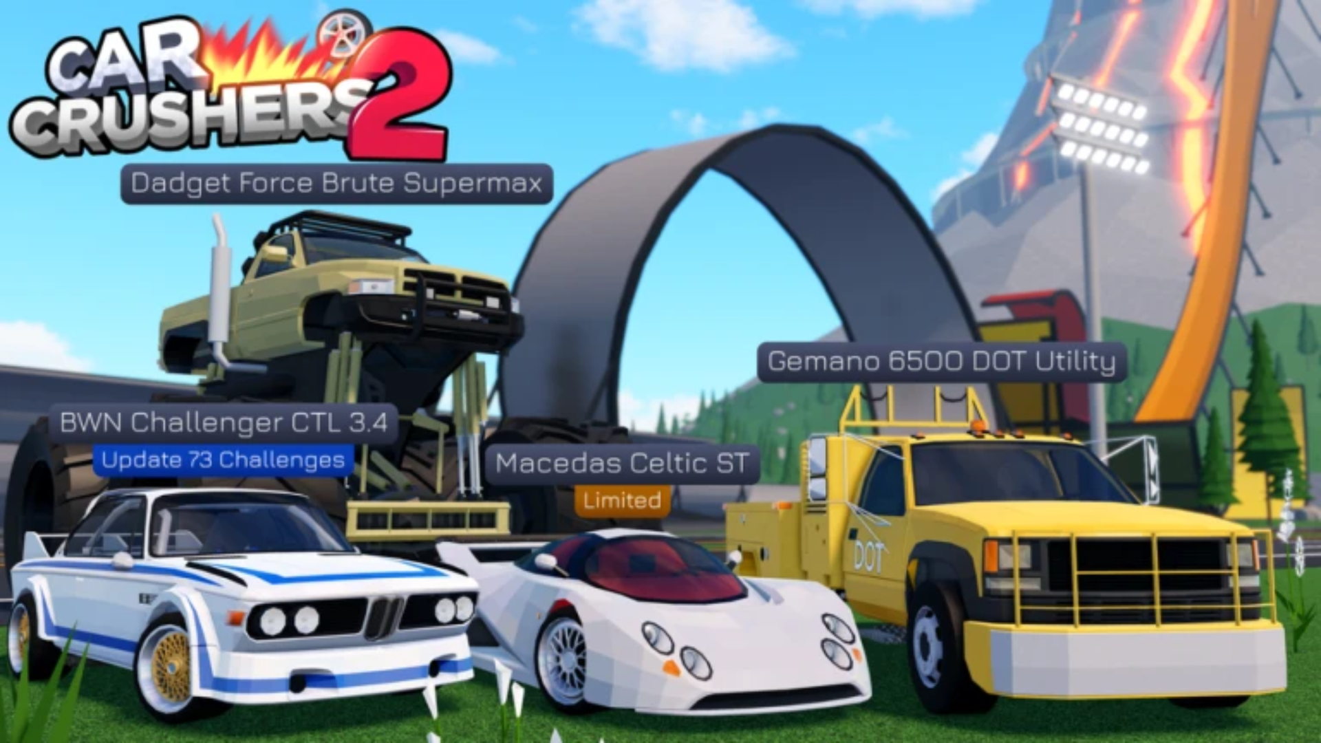 Update 73 saw the addition of 4 new cars (Image via Car Crushers Community | Roblox)