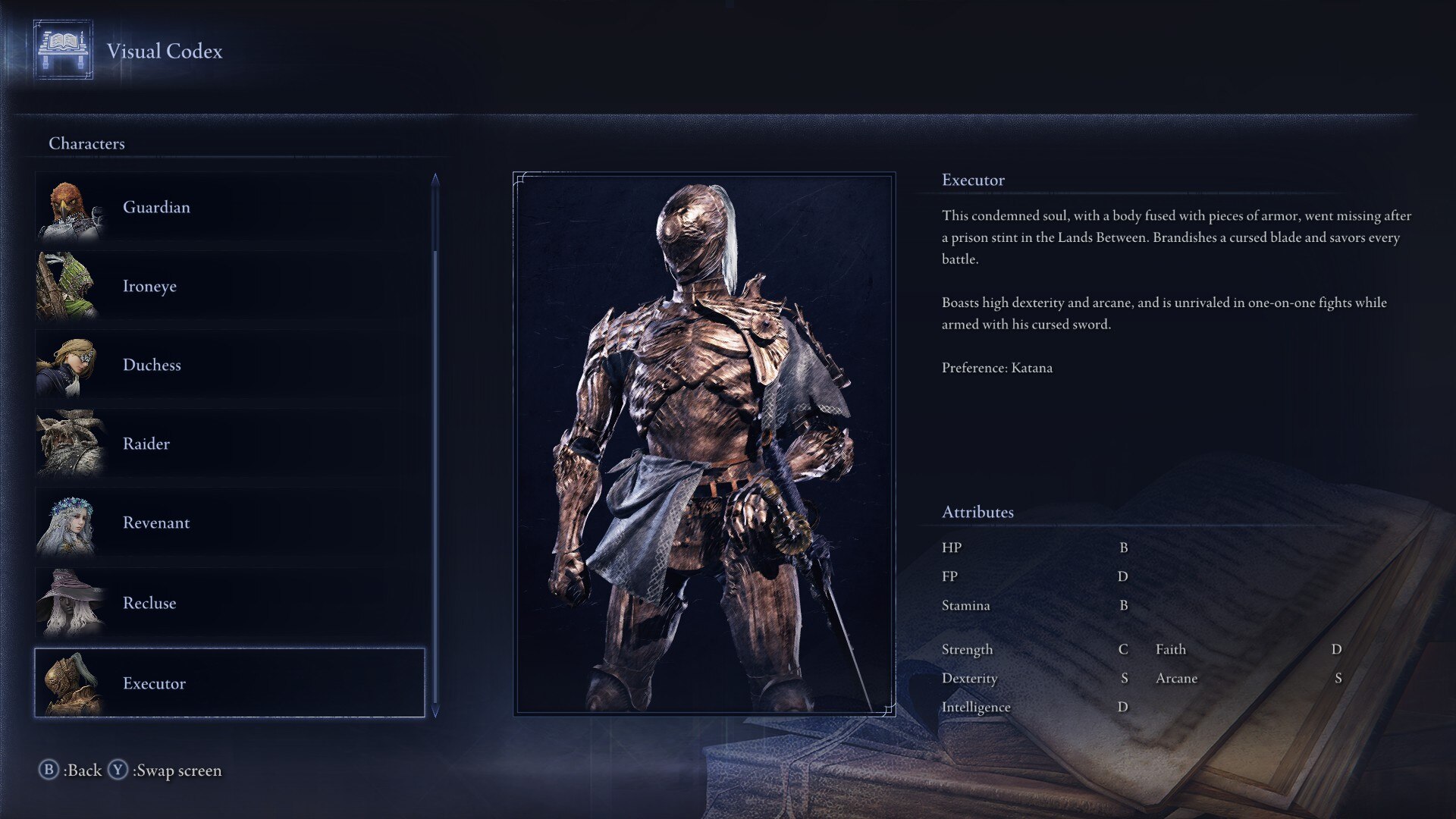Executor's attributes (Image via FromSoftware)