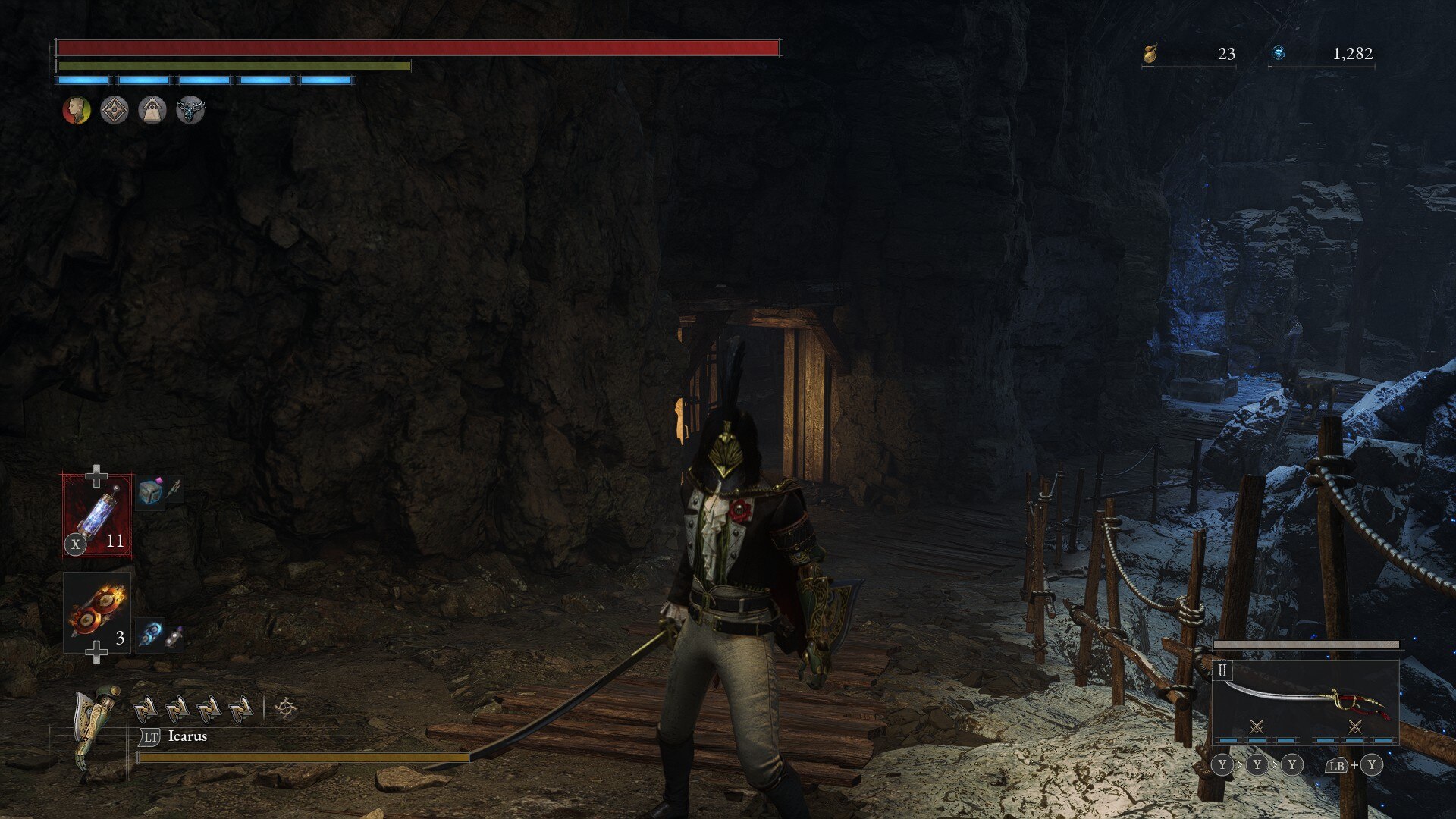 Defeat the Premetamorphic Green Hunter in Lies of P Overture (Image via Neowiz)