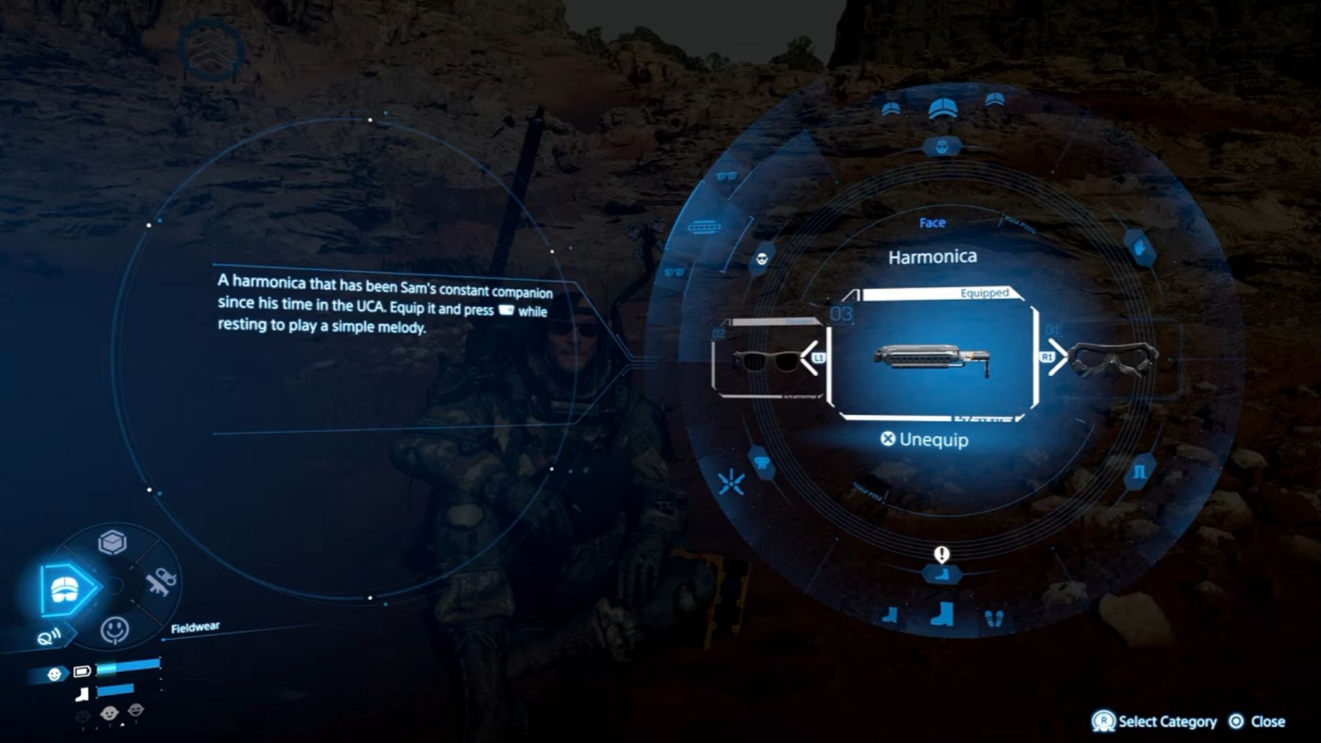 Equip the Harmonica (Source: Kojima Productions, @GamersHeroes/YouTube)