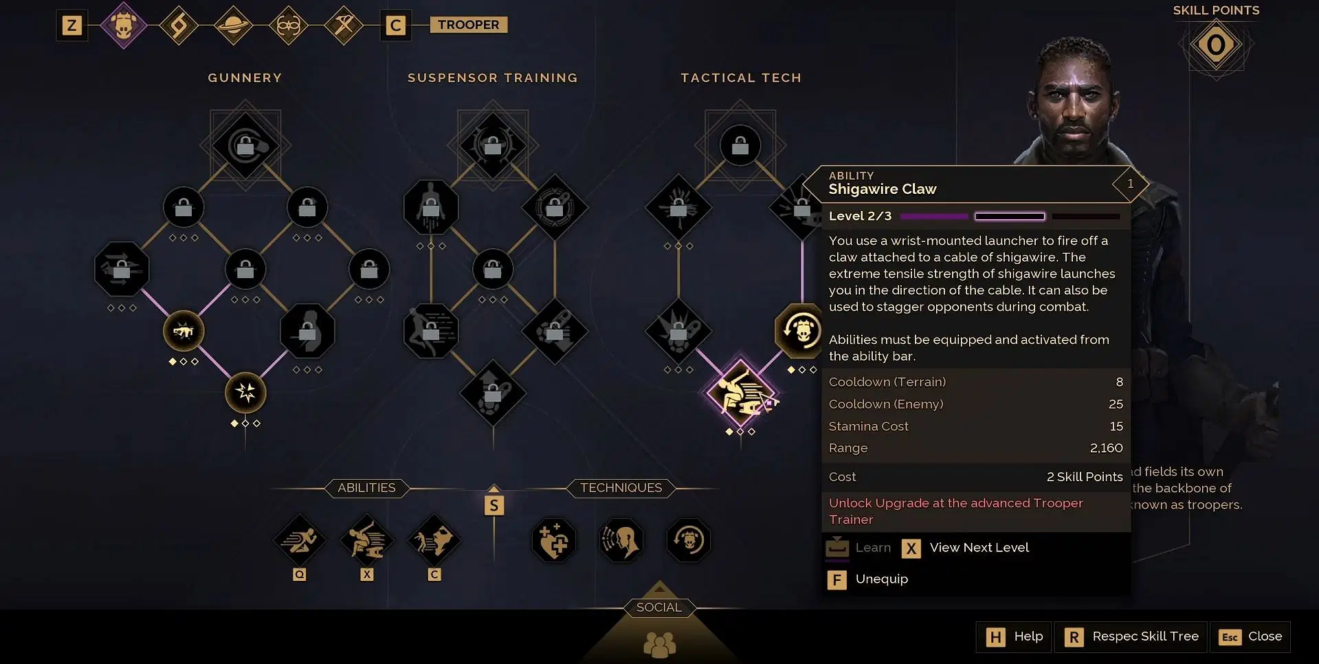 Tactical Tech Skill Tree for Trooper class (Image via Funcom)