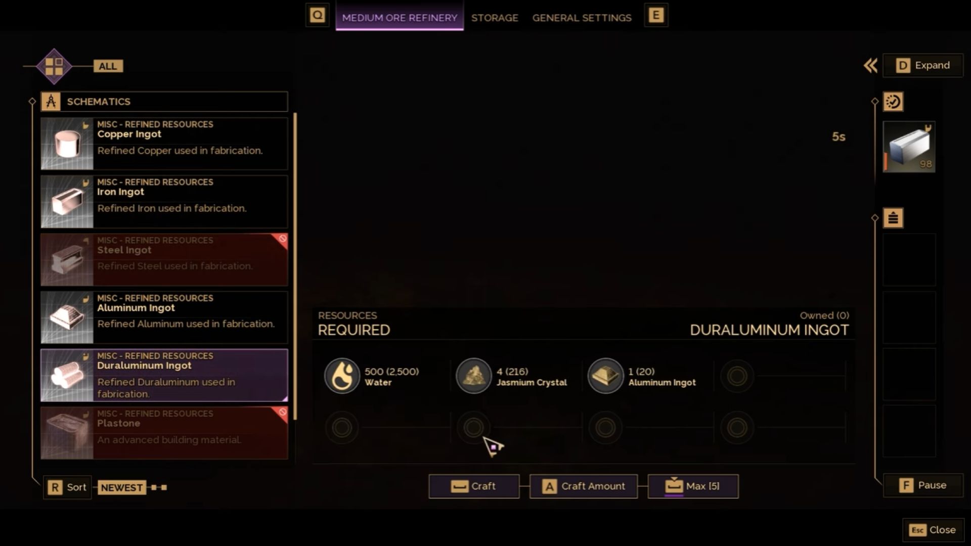 You'll have to craft the ingots (Source: Funcom, @HeRo2u2/YouTube)