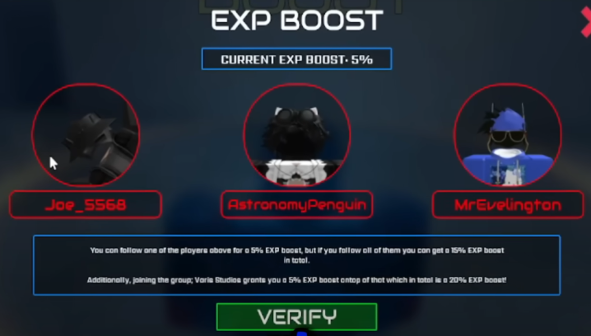 Complete these objectives to get free EXP boosts (Image via Varis Studios | Roblox)