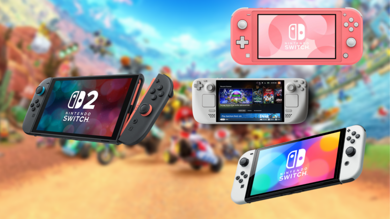 Nintendo Switch 2 battery life comparison with Switch OLED, Switch Lite, and Steam Deck (Image via Nintendo | Deltia's Gaming)