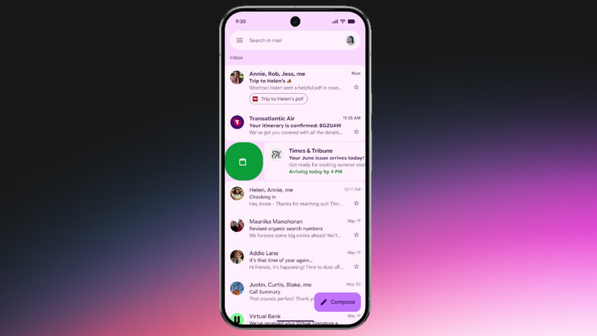 The animation for swiping to archive a conversation has been added (Image via Google)