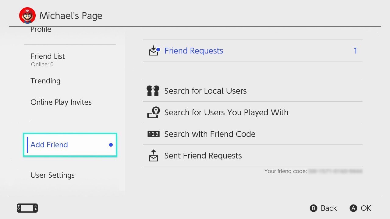 Picture of Received friend requests page