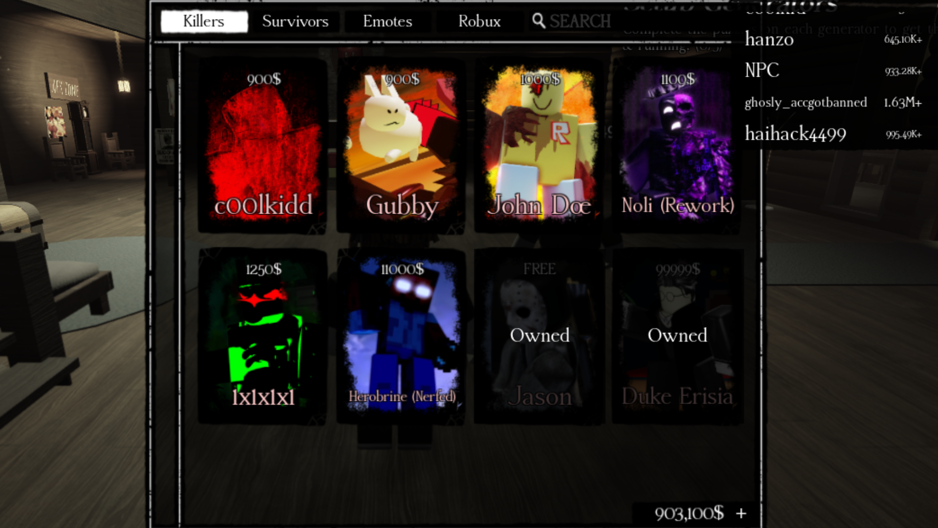 You can purchase Killers with coins (Image via GreenN Bands | Roblox)