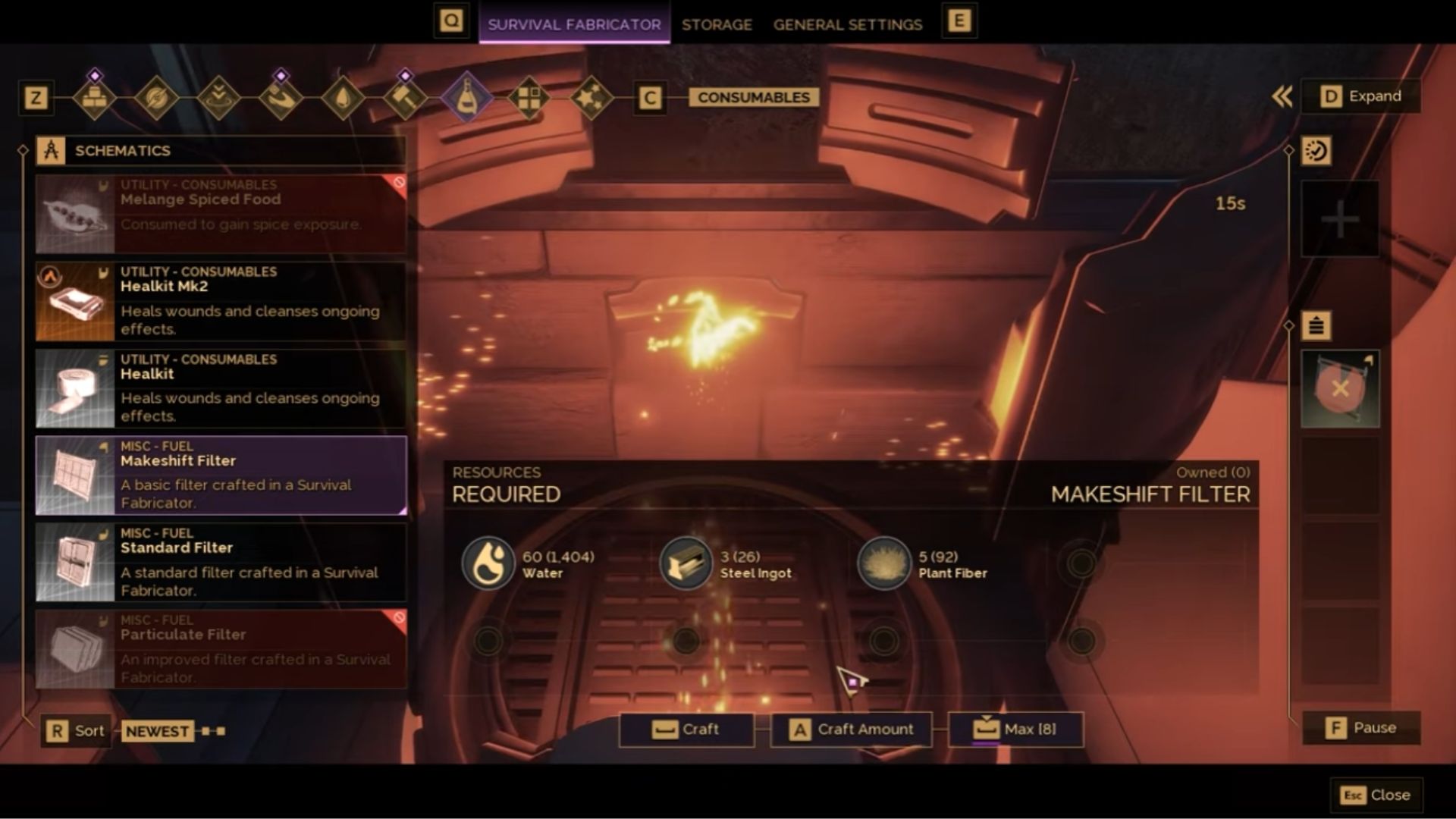 Craft the Makeshift Filter (Source: Funcom, @HeRo2u2/YouTube)
