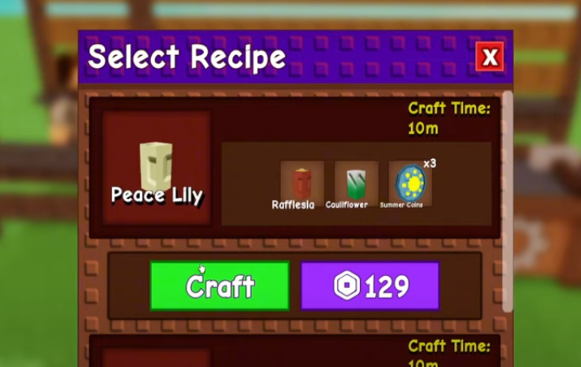 Here are the required items to craft this plant (Image via The Garden Game | Roblox)