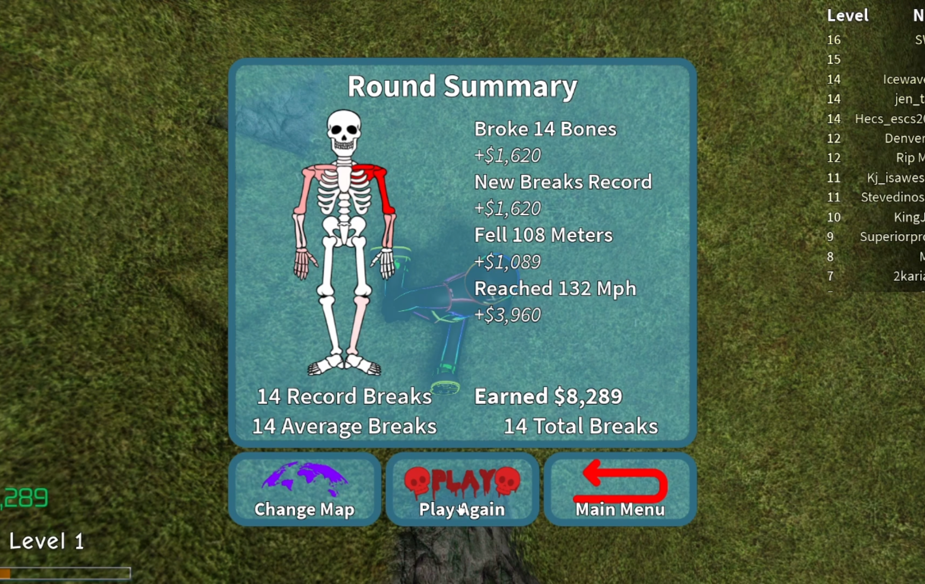 A summary of your fall will be provided at the end of the jump (Image via Zaquille | Roblox)