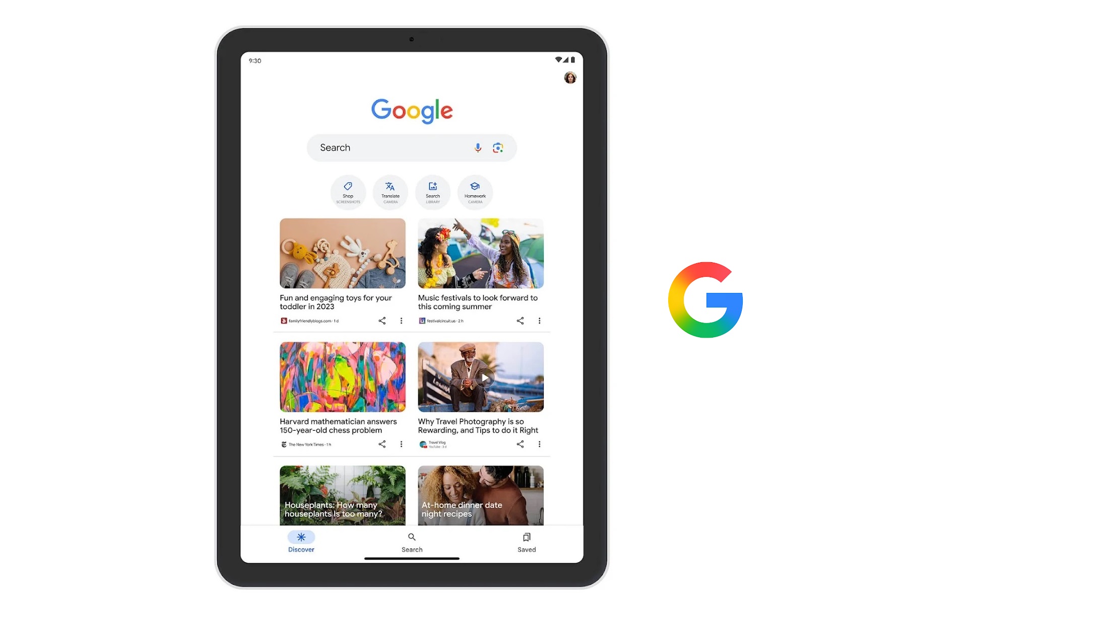 Picture of Google Search in a tablet
