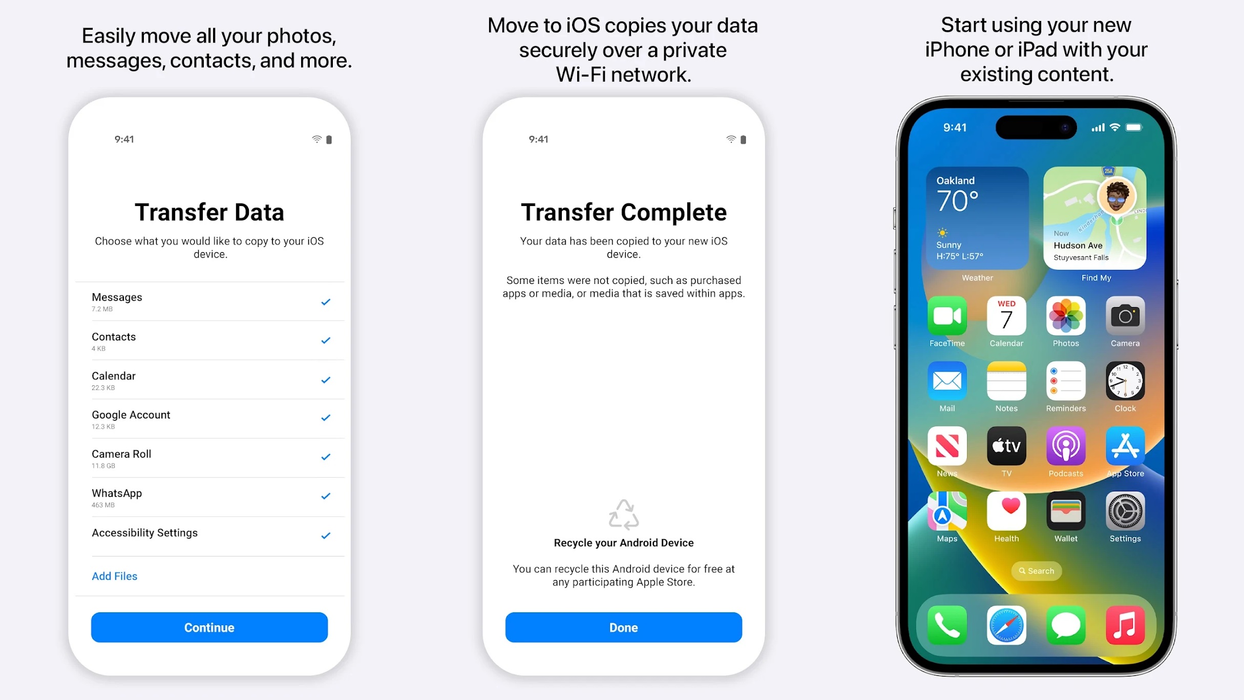 The Move to iOS app makes it easy to transfer files