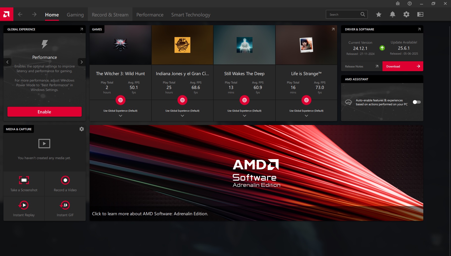 Picture of the Radeon Adrenaline software