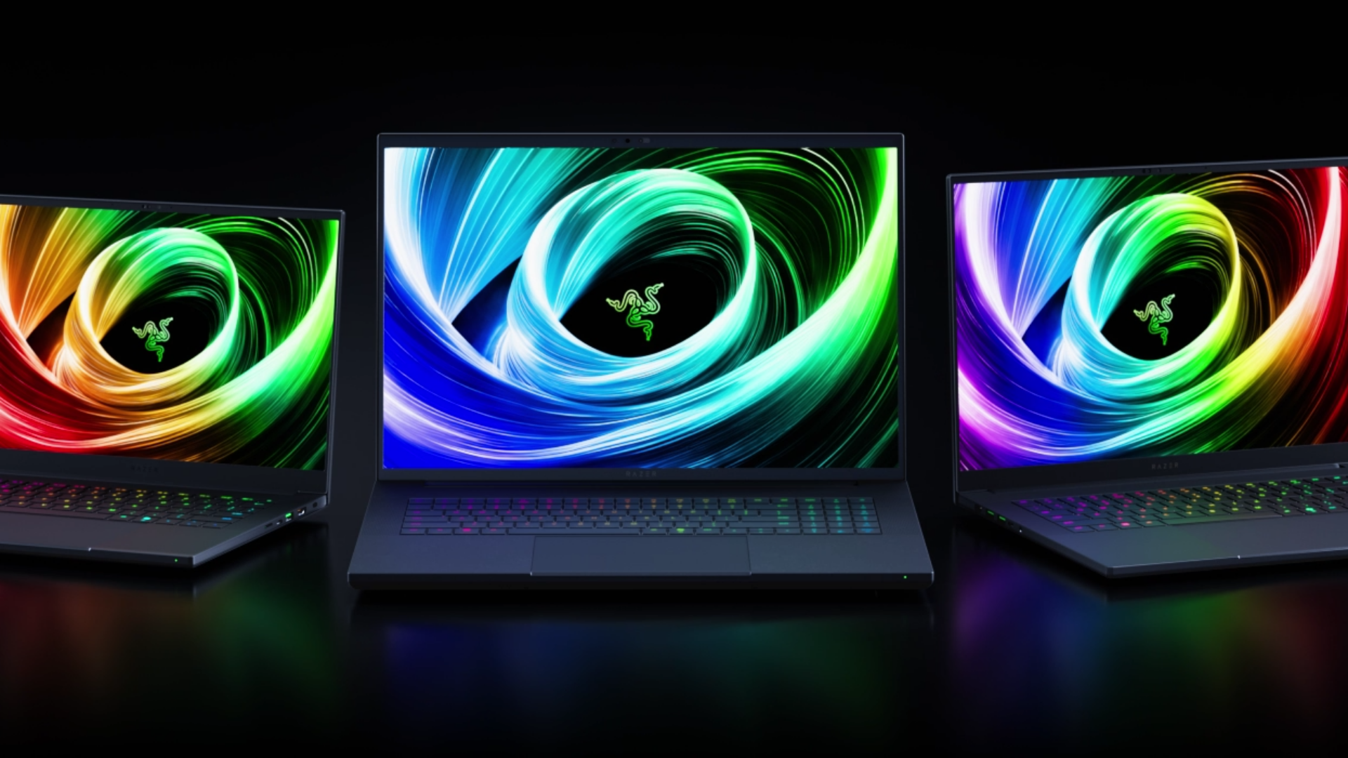 An image of three Razer laptops