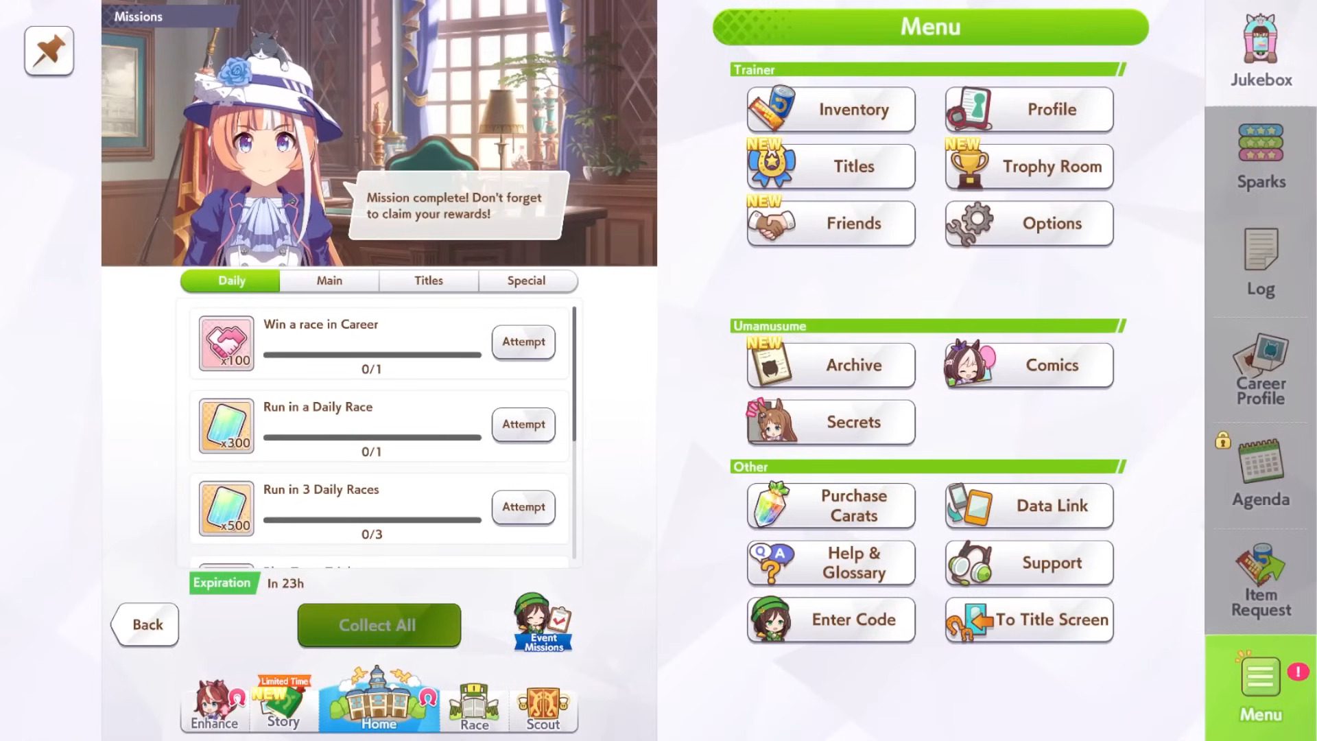 Complete all daily missions (Image via Cygames Inc. | @TGimlet/YouTube)