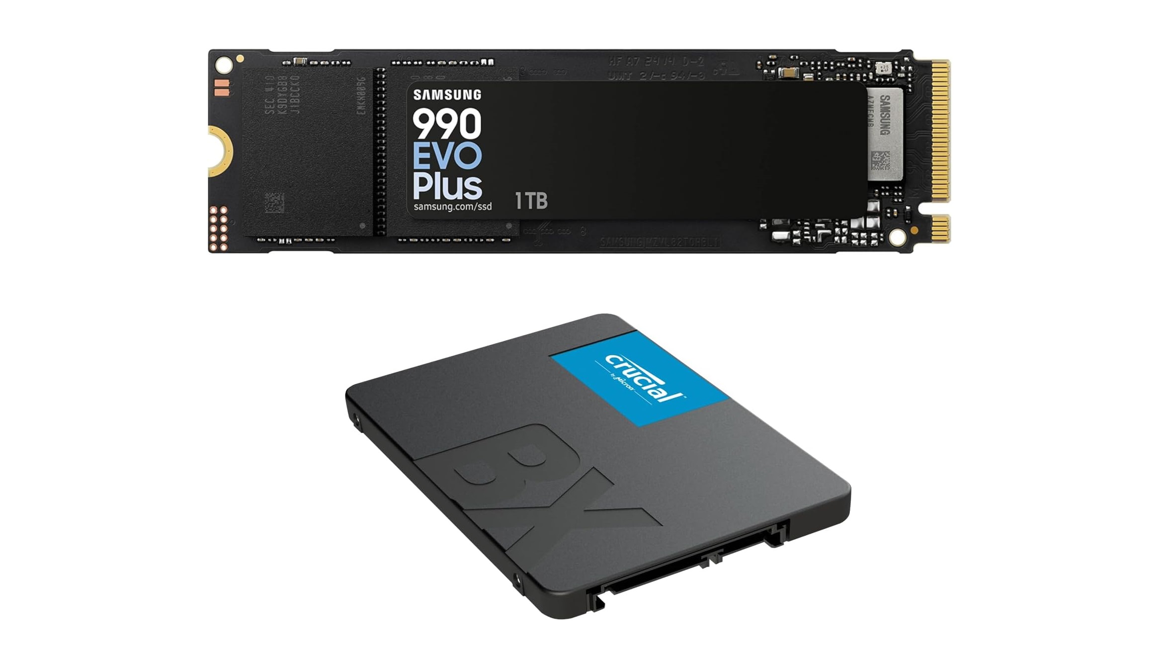 Picture of Samsung NVMe and Crucial SATA SSD