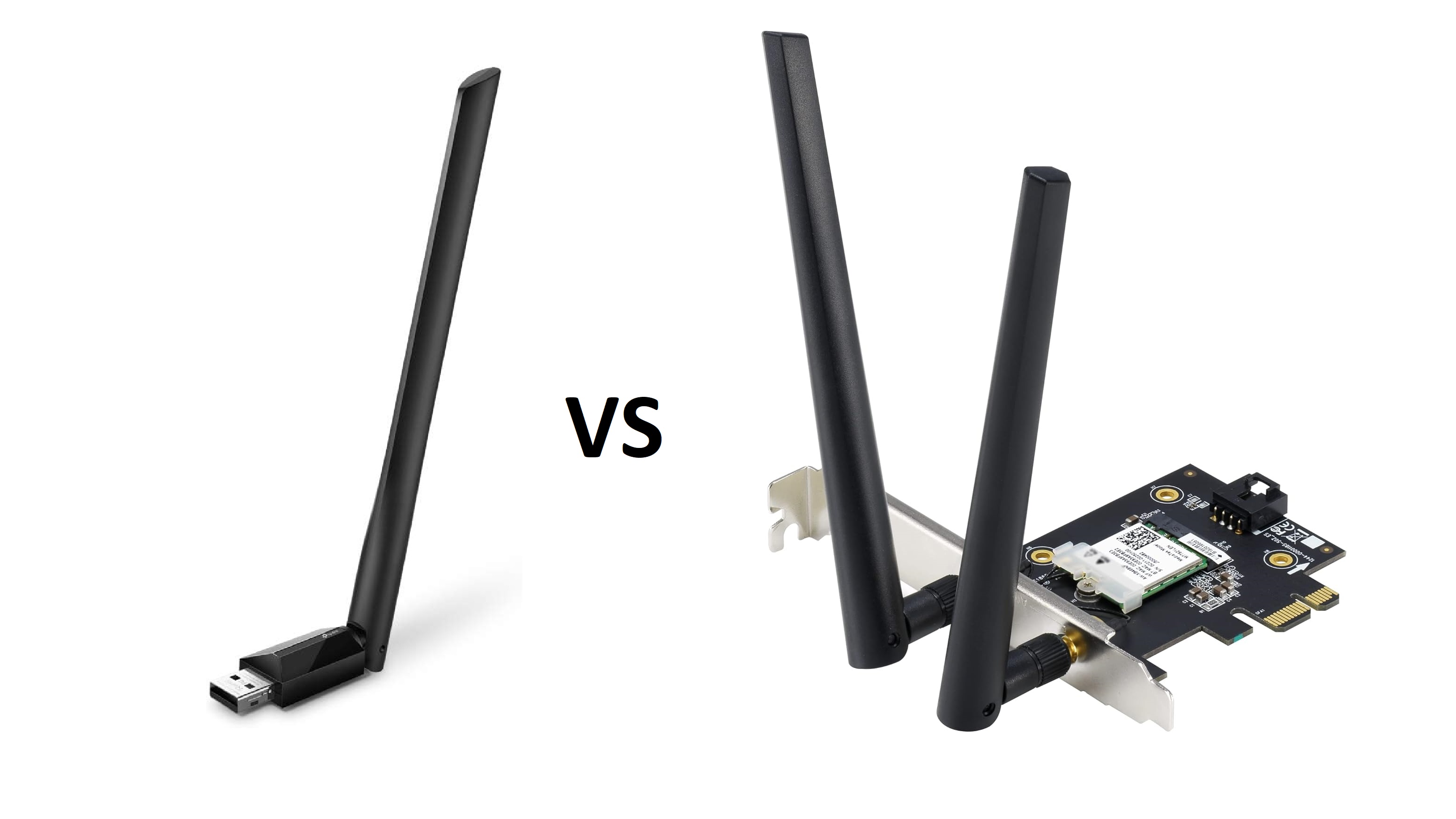 Picture of Wi-Fi Dongle vs Wi-Fi PCIe Card