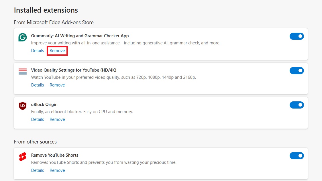 Picture describes how to remove unwanted browser extensions