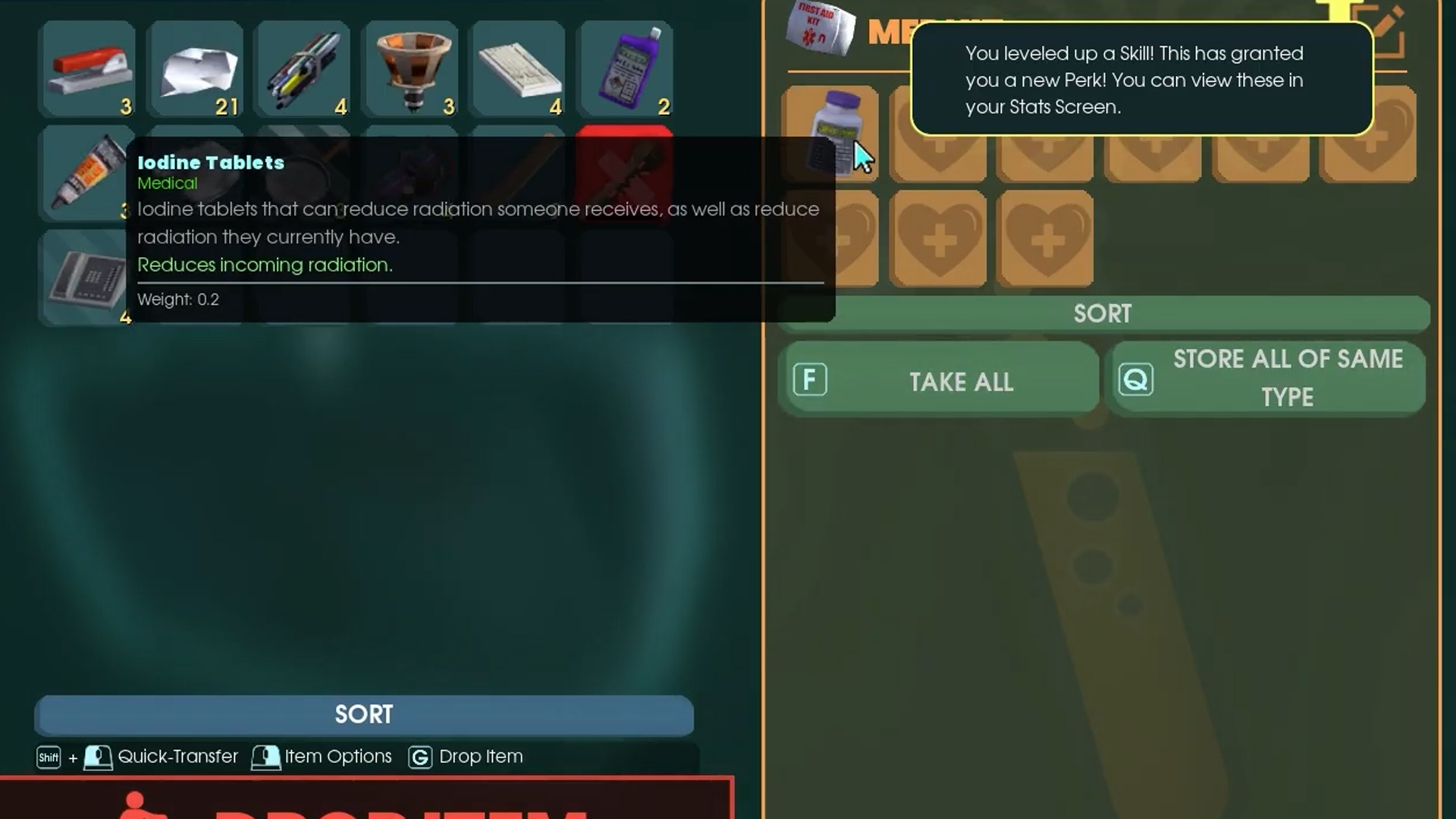 Iodine Tablets are the best radiation counters during the early game
