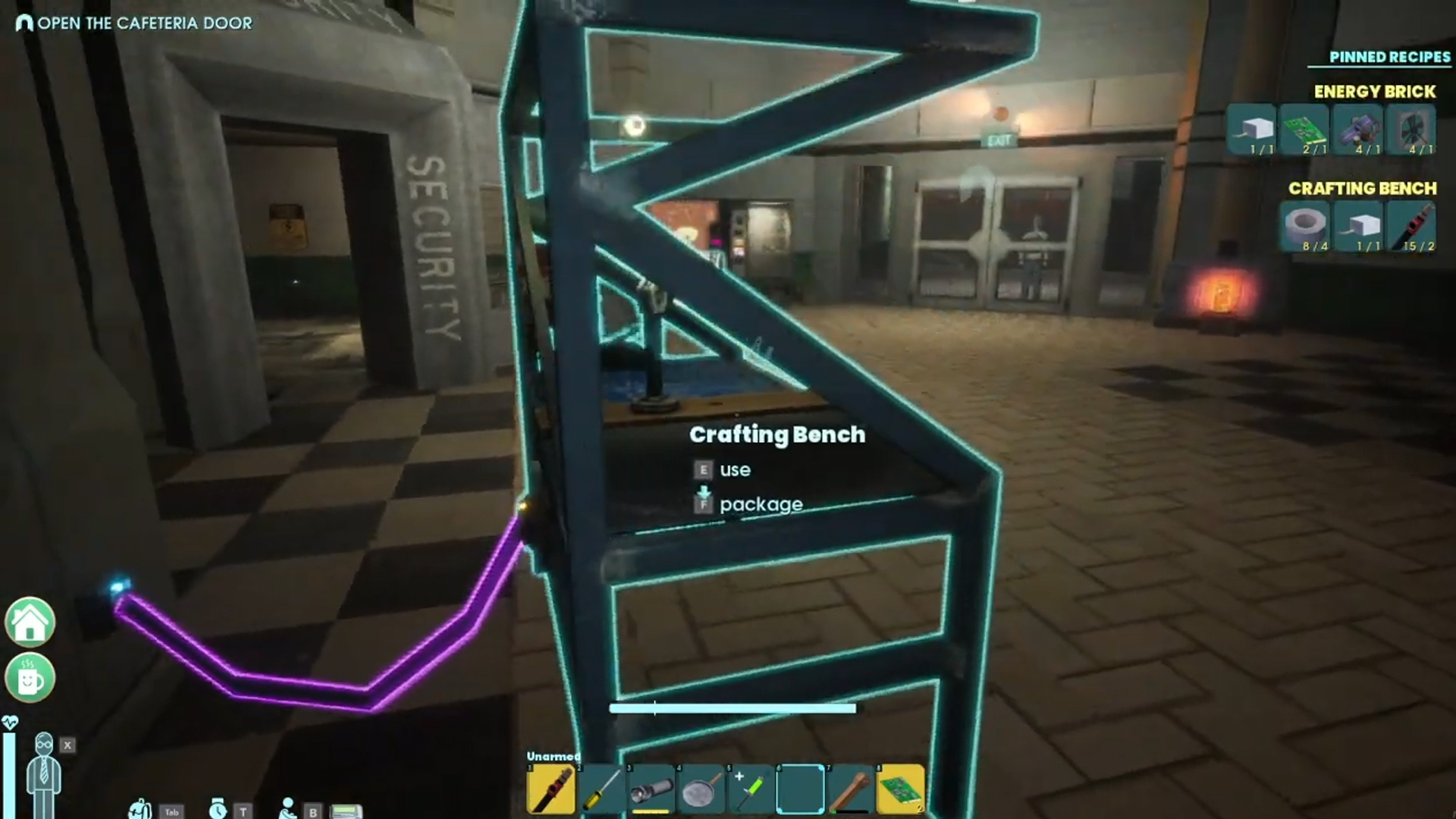 Connect the power cable to the Crafting Bench