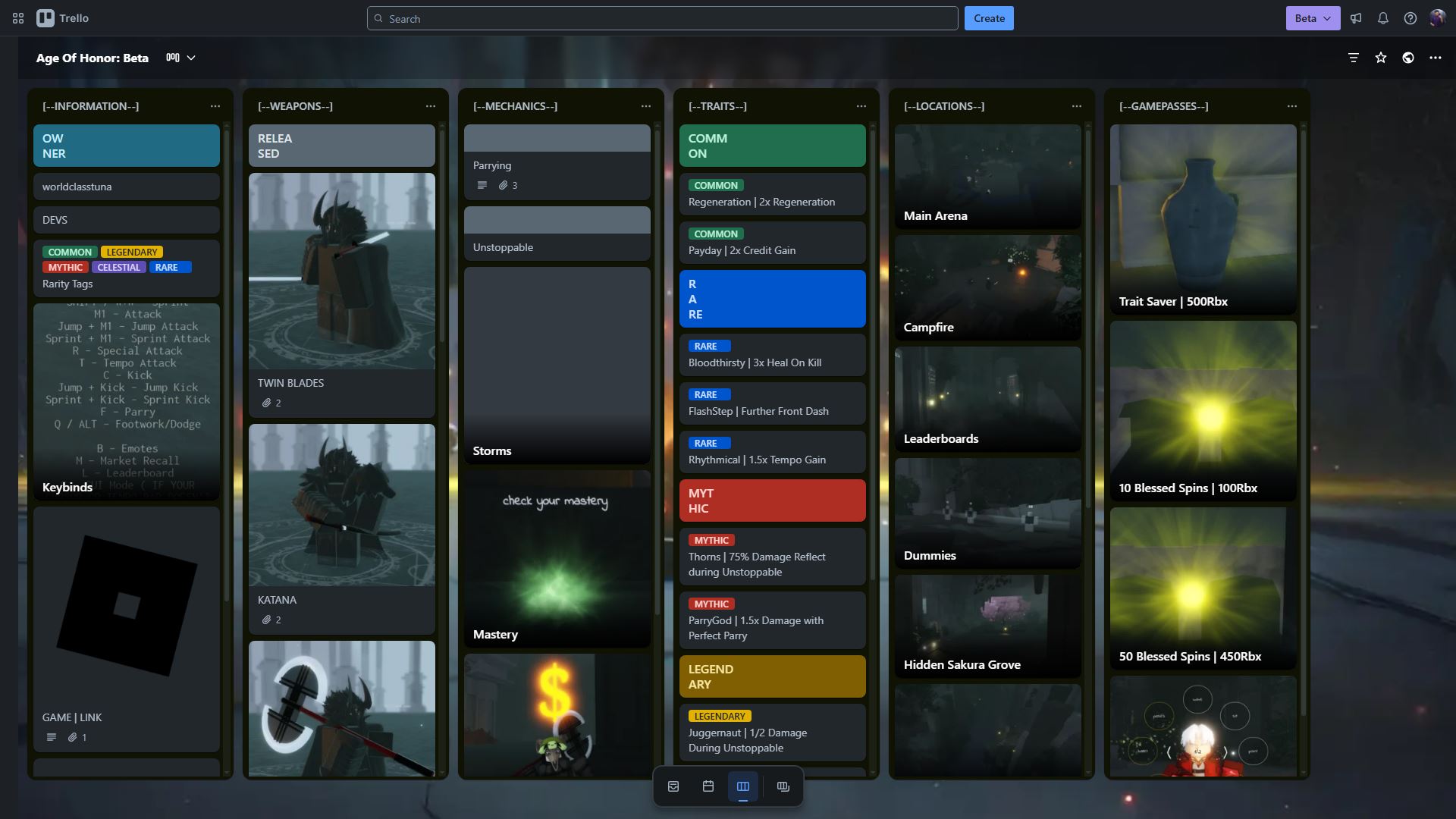 Age of Honor Official Trello (Image via Trello)