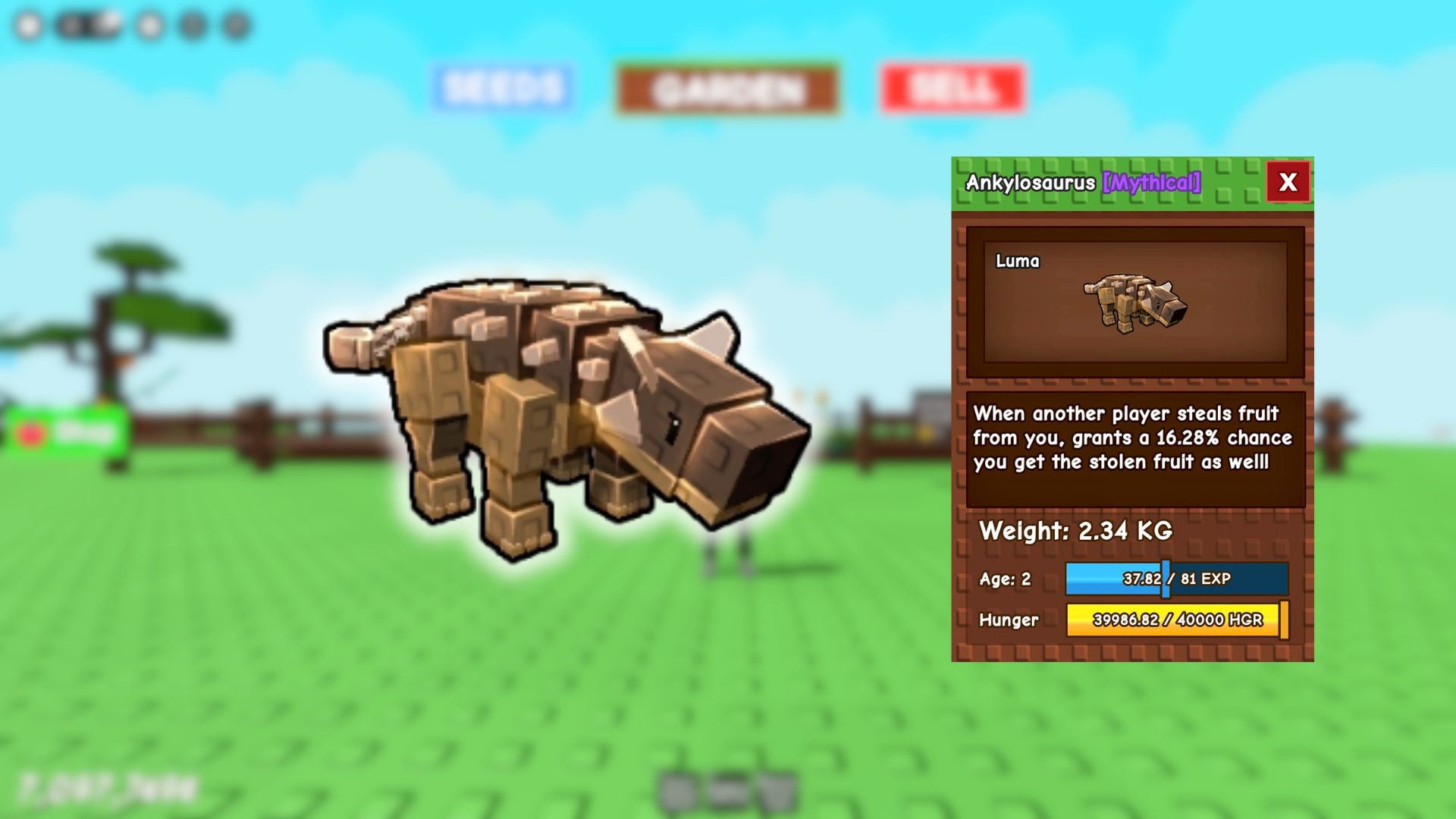 Ankylosaurus info (Image via Roblox)