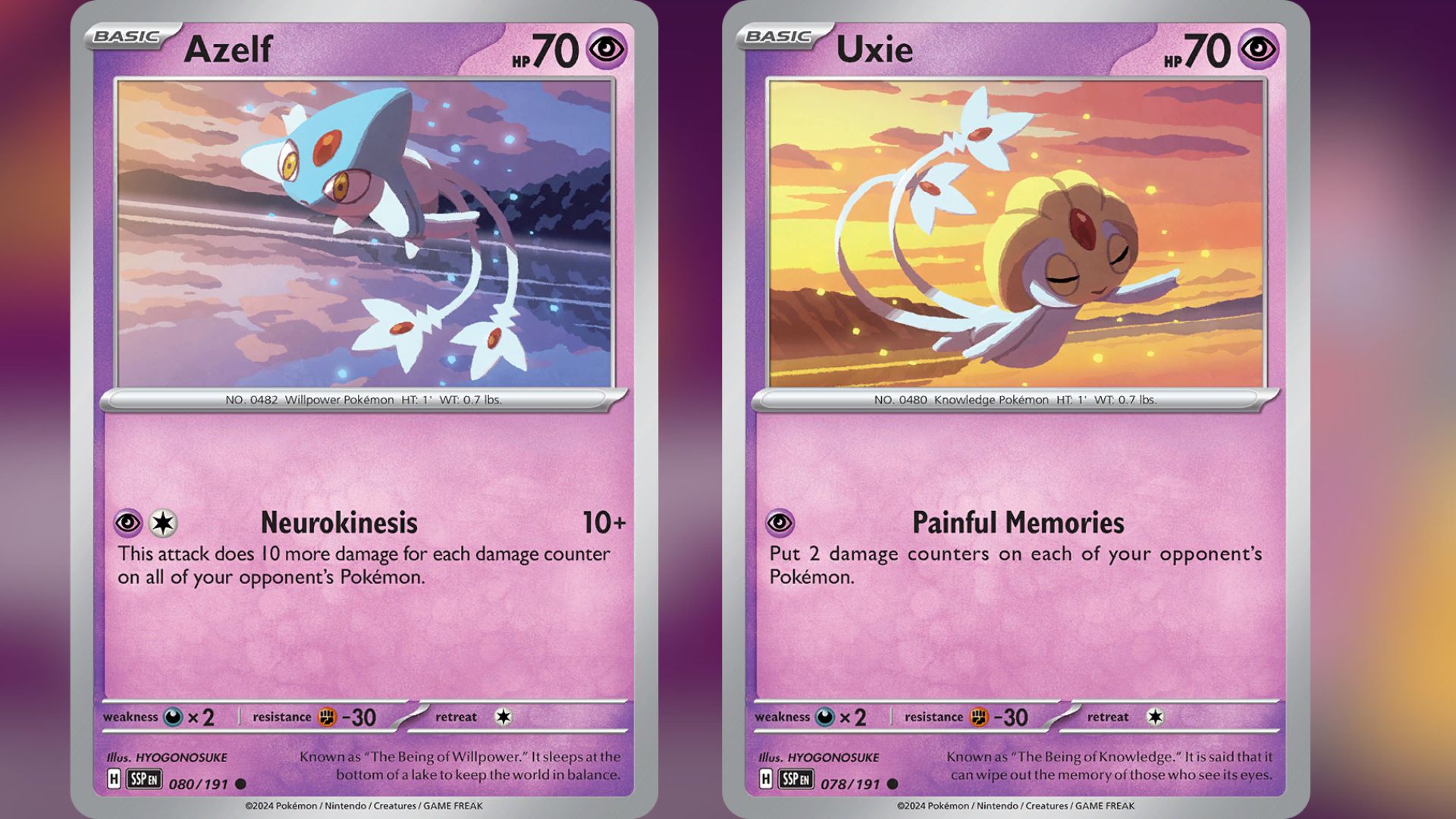 Azelf and Uxie from Surging Sparks (Image via TPC)