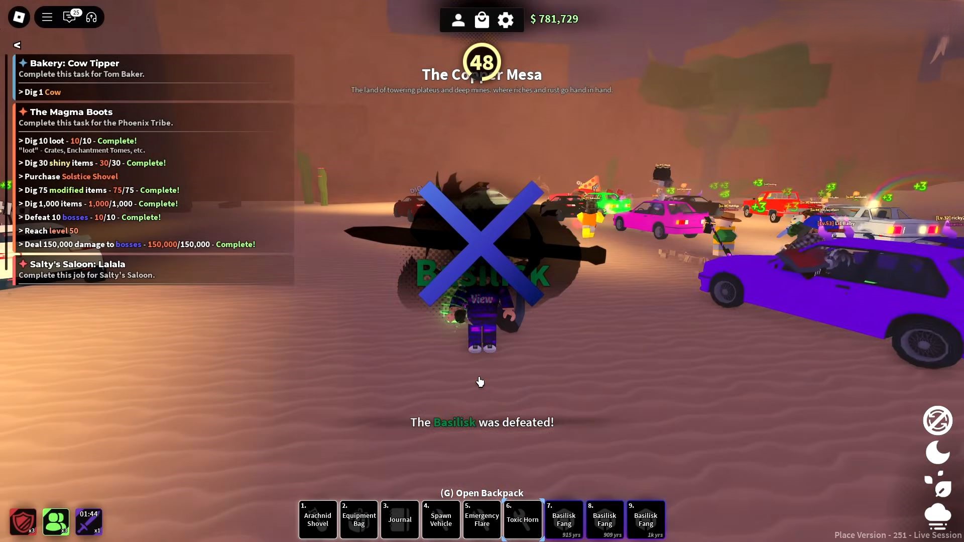 Basilisk defeated (Image via Roblox)