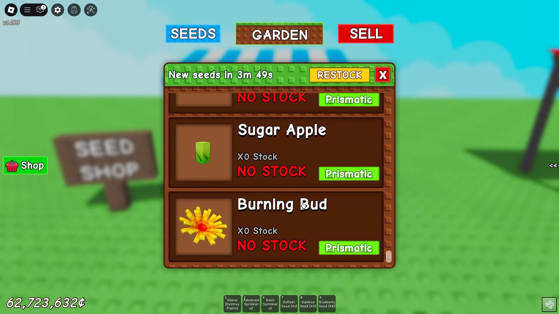 Buying Burning Bud (Image via Roblox)