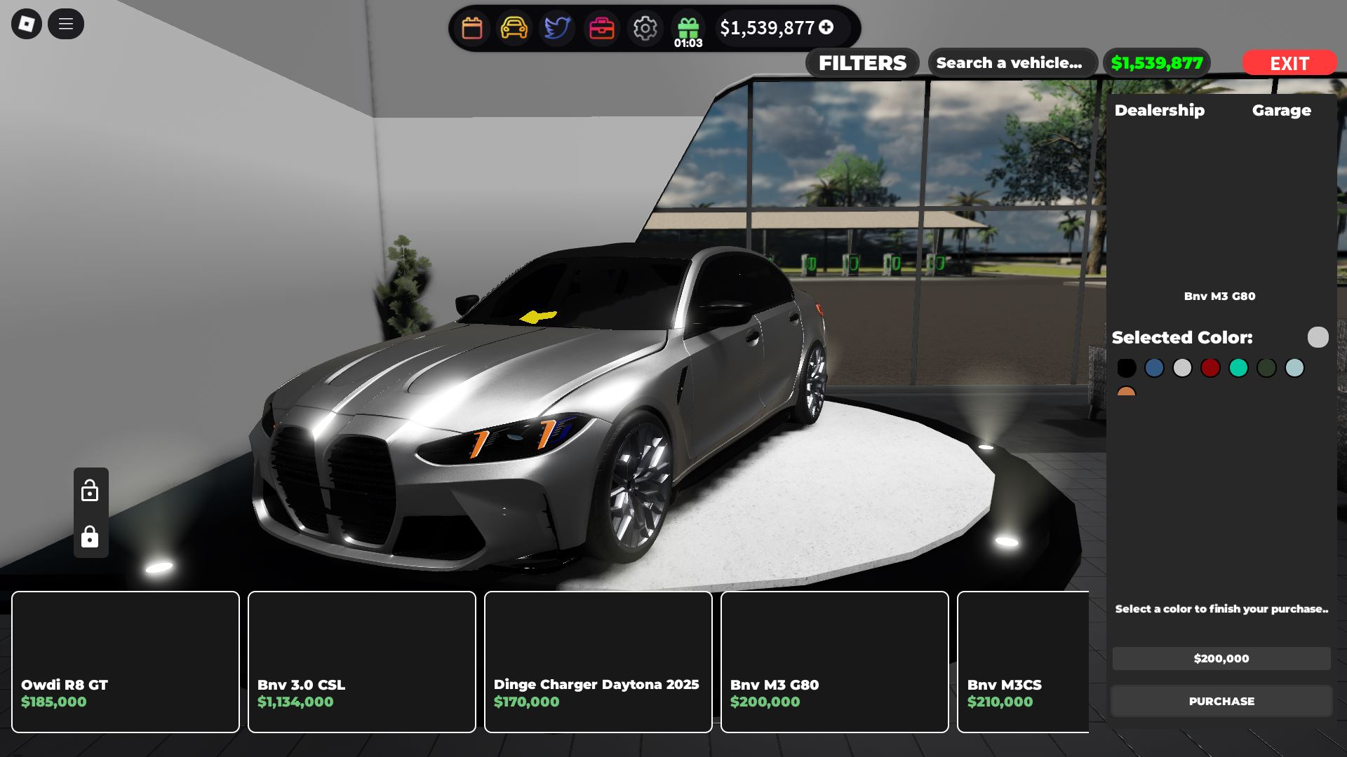 Buying a new car (Image via Roblox)