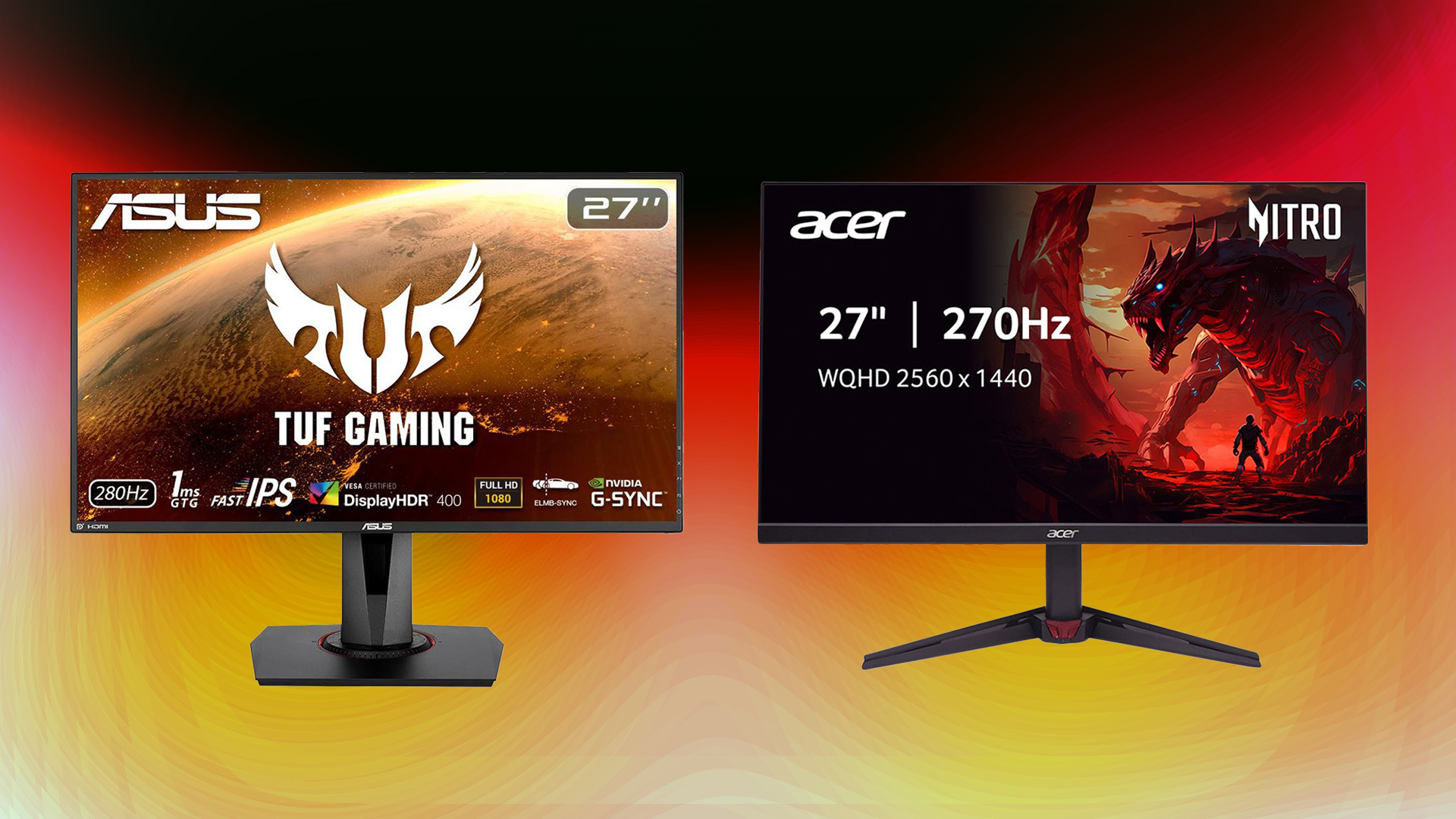 Image showing 2 cheap gaming monitors