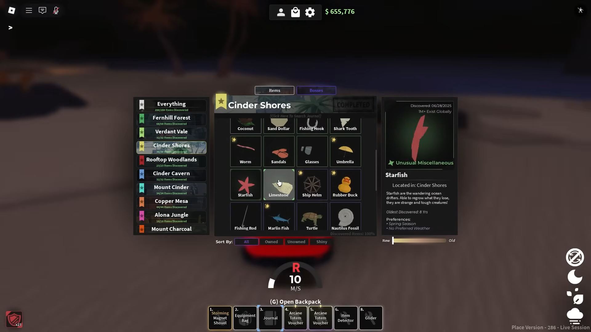 Cinder Shores items (Image via Roblox)