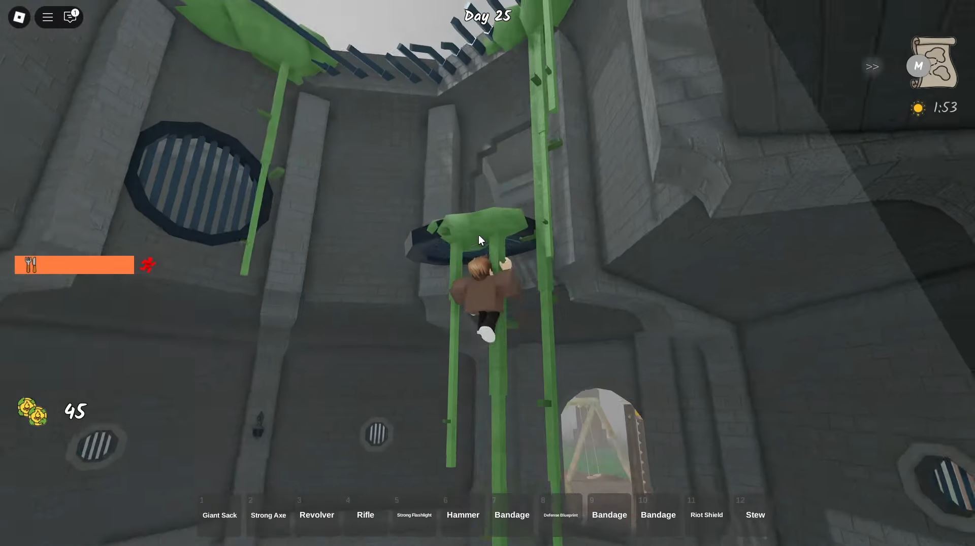 Climbing up the vine (Image via Roblox)