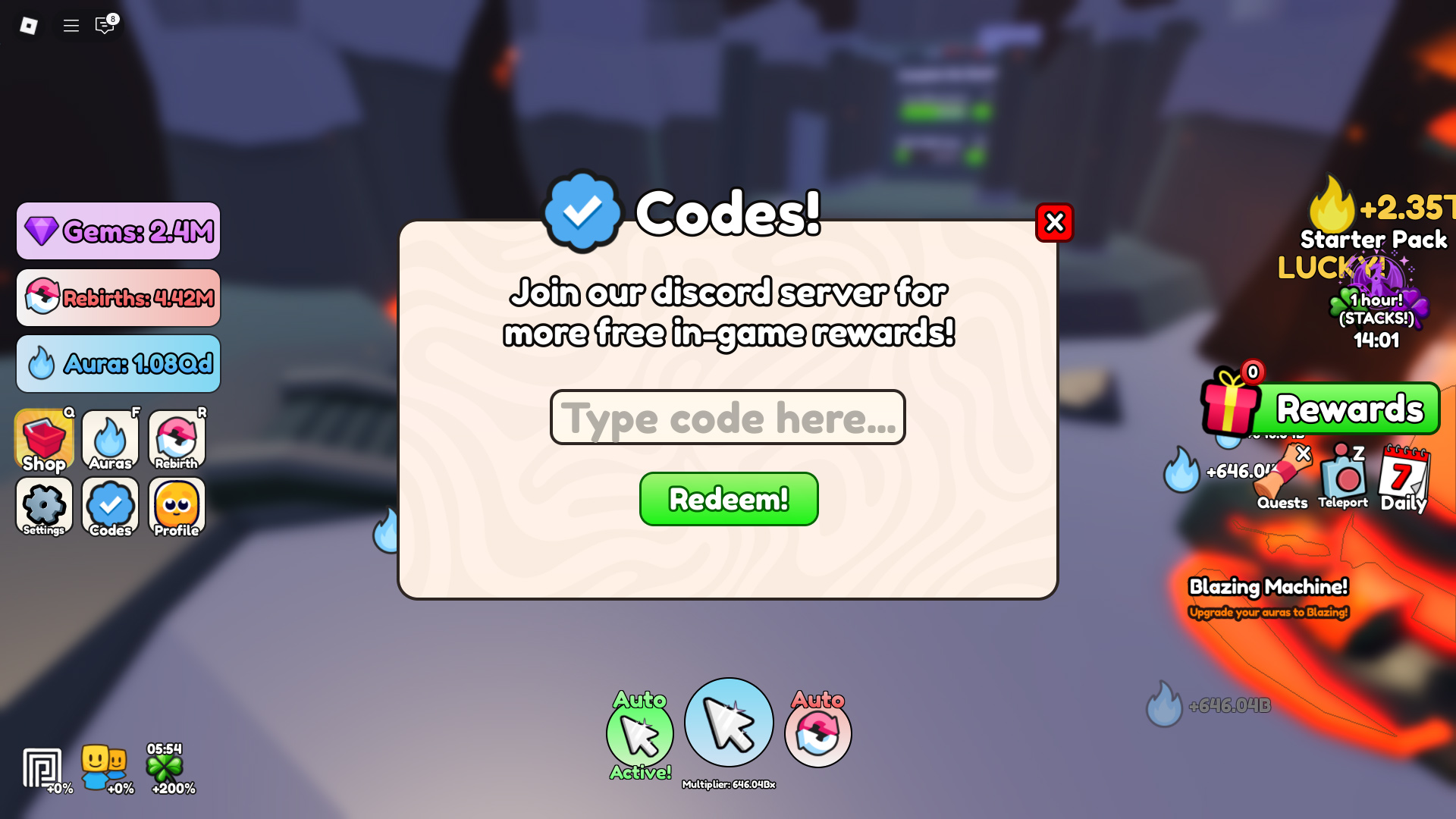 Redeem Your Codes here (Image via Roblox Corporation)