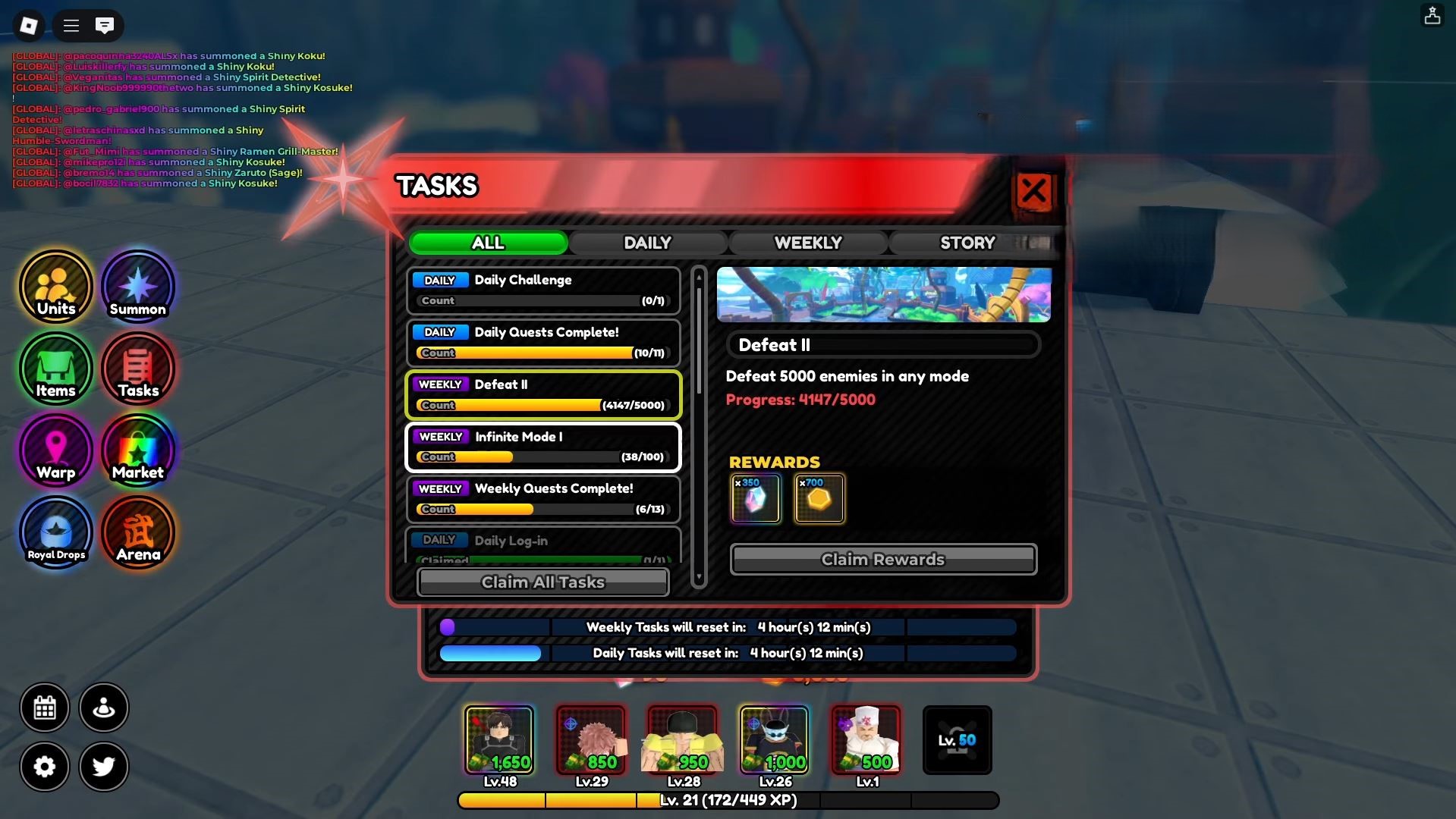 Complete Daily & Weekly Tasks (Image via Roblox)