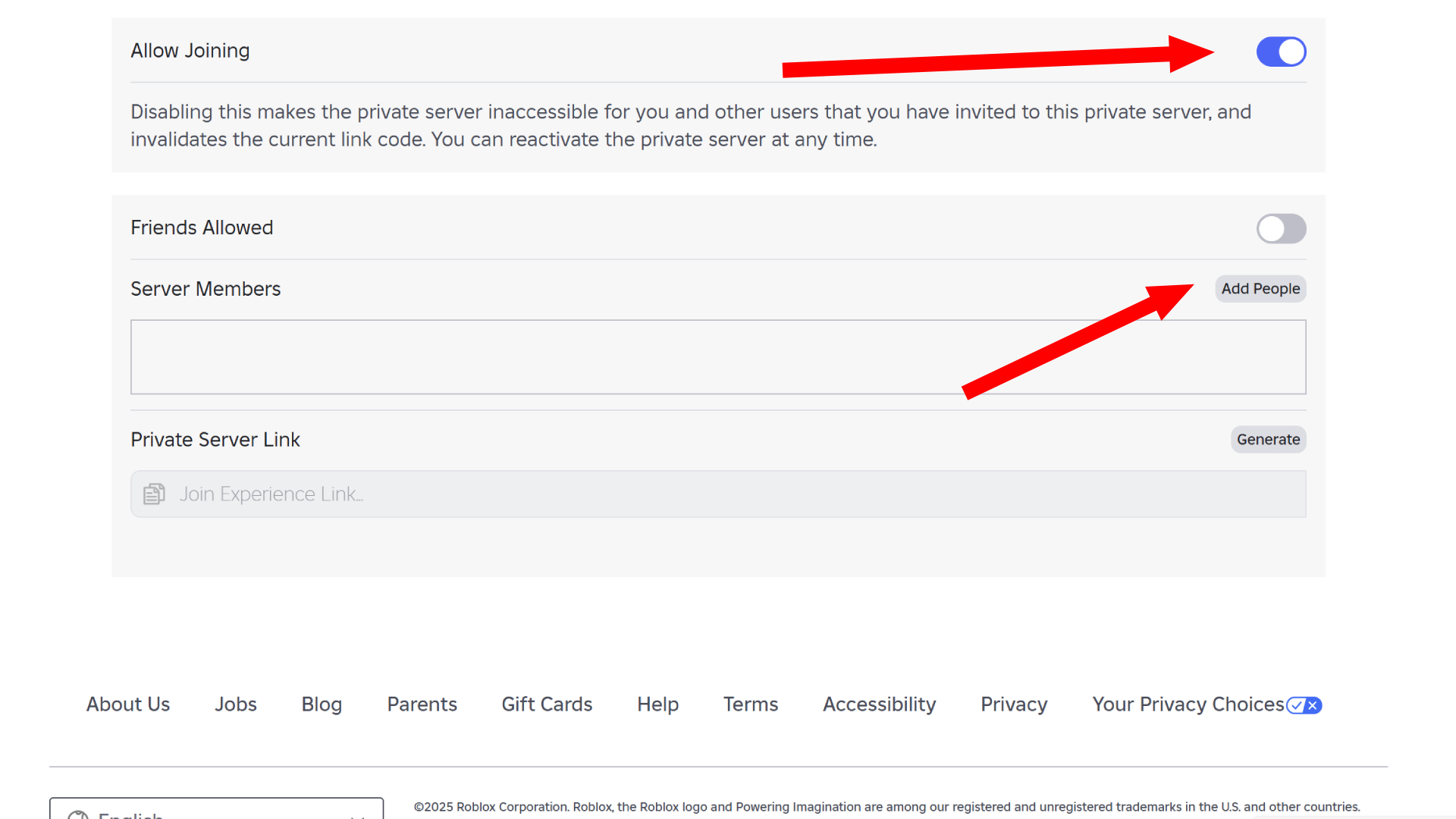 Configuring the Server (Image via Roblox Corporation)