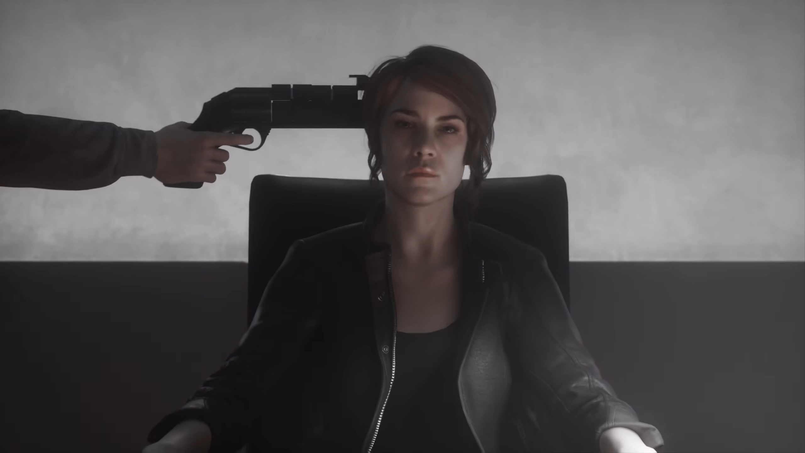 Picture of Prime Candidate 6 holding a gun to Jesse Faden's head