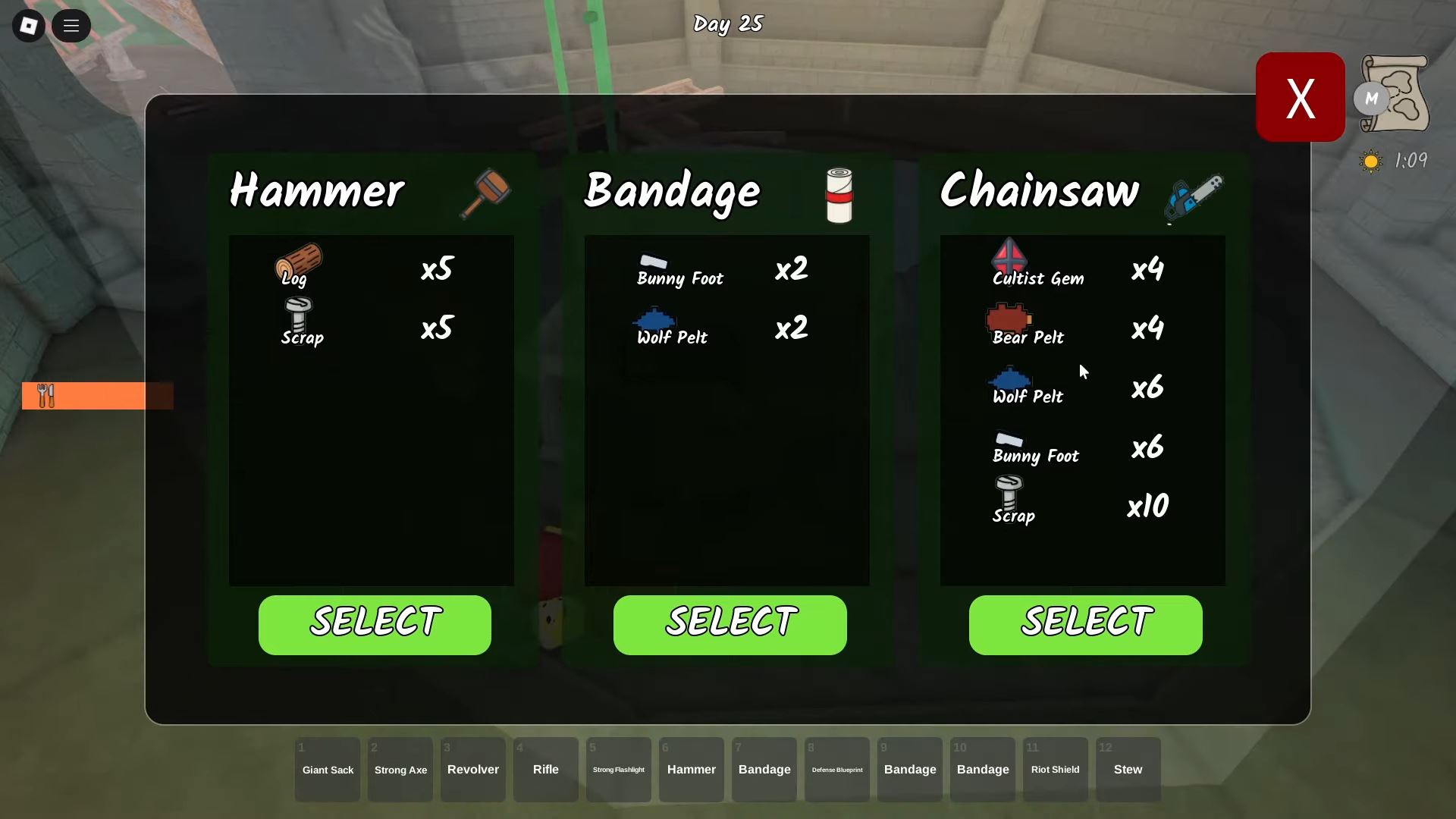 Crafting menu in Anvil (Image via Roblox)