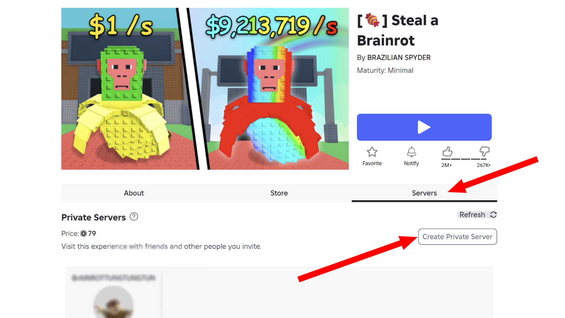 Create a Private Server (Image via Roblox Corporation)