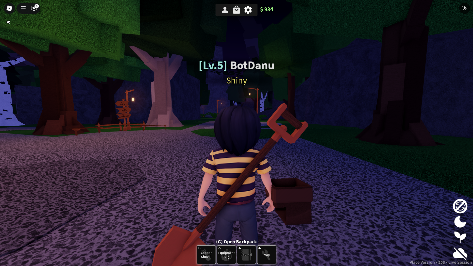 Titles in Dig (Image via Roblox)