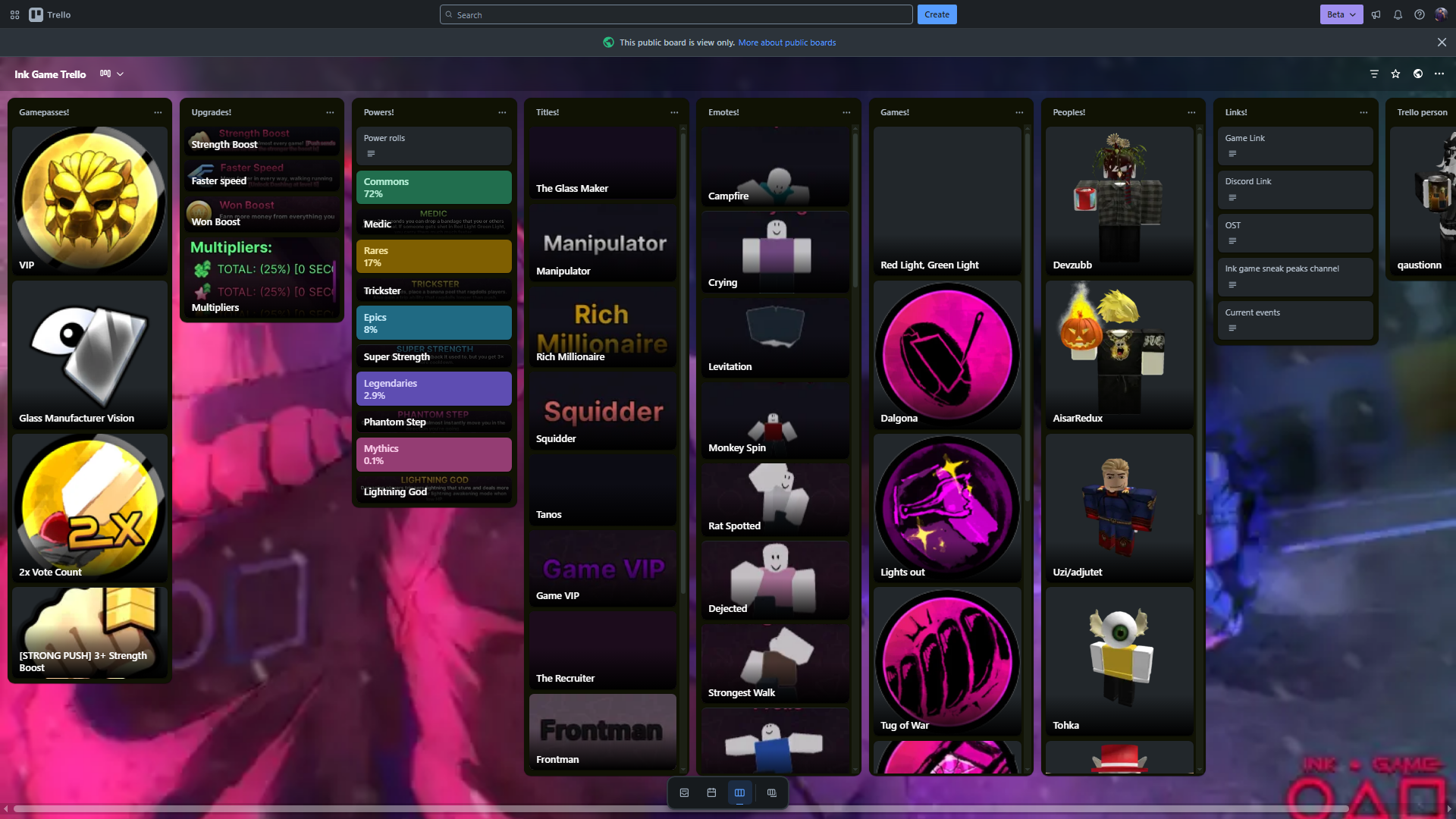 Ink Game official Trello (Image via Trello)