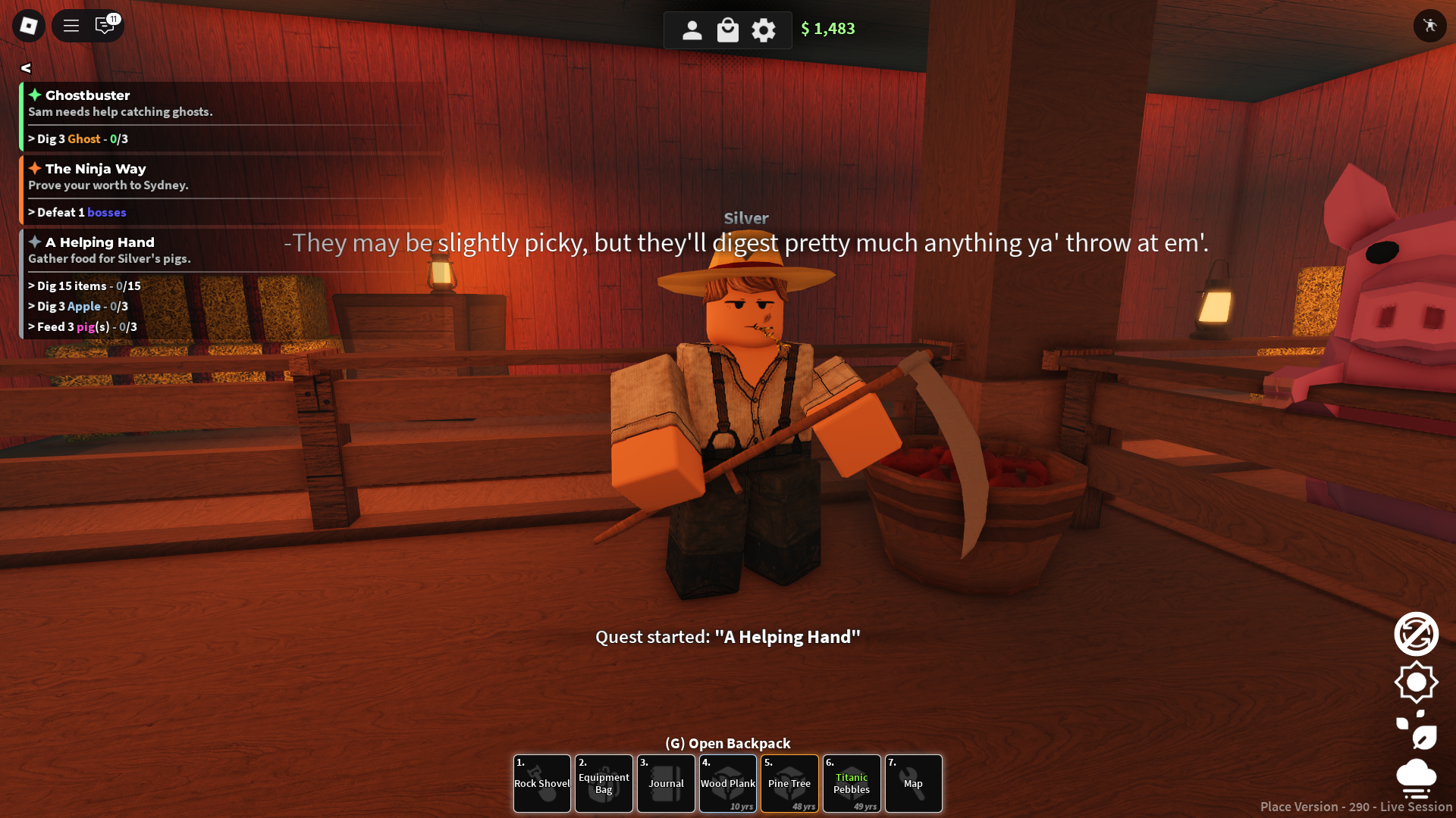 A Helping Hand quest in Dig (Image via Roblox)